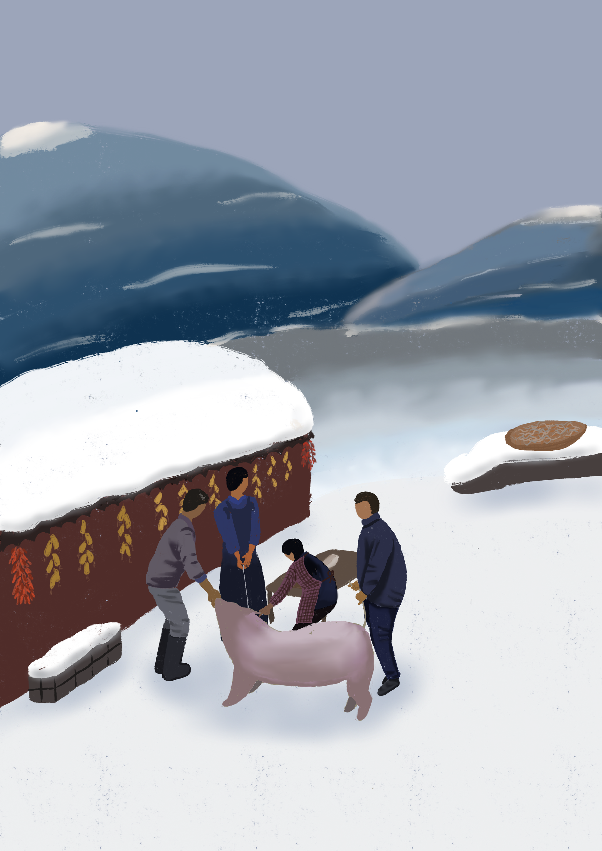 水粉-过年杀猪啦