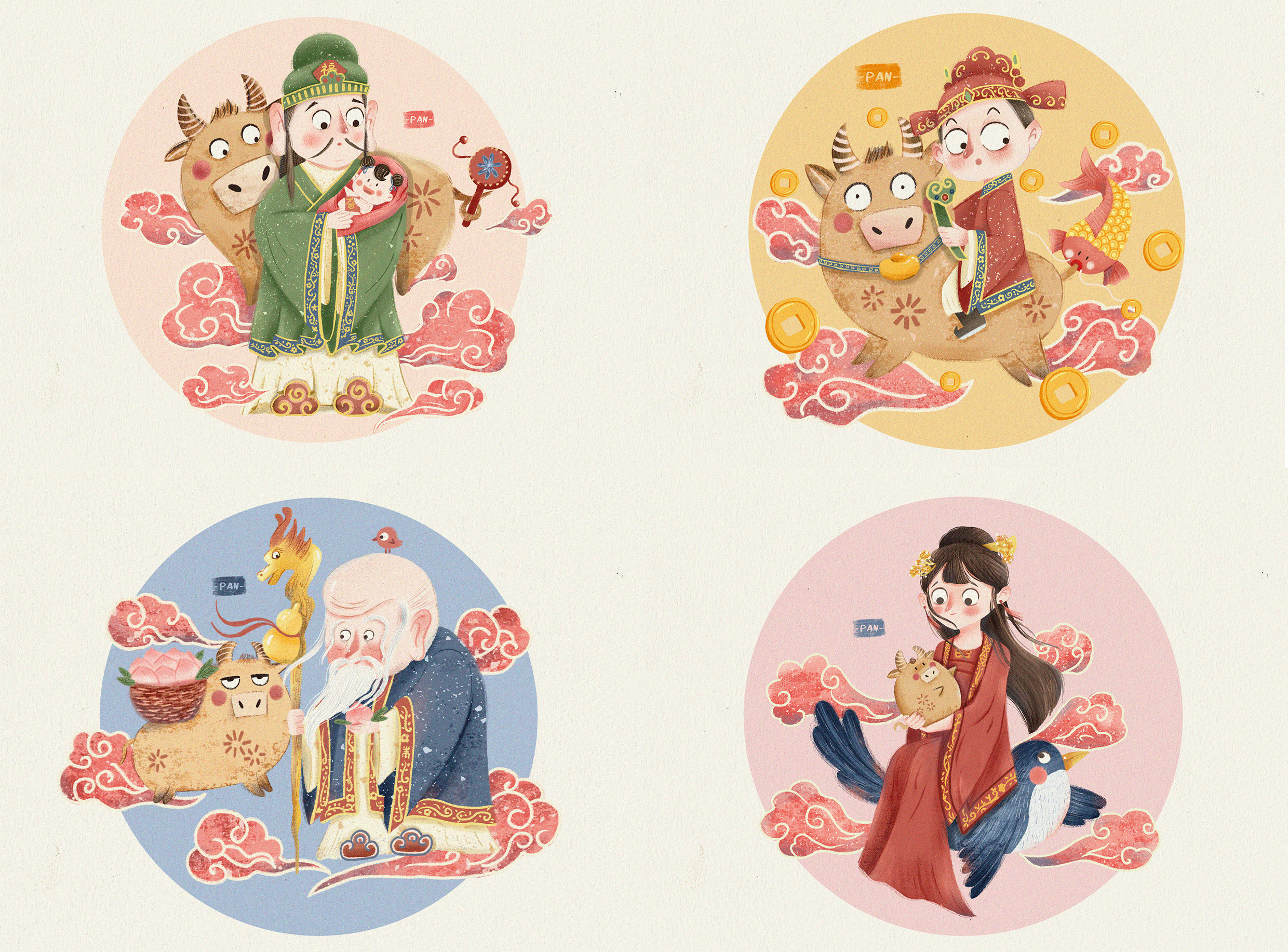 福禄寿喜 牛年 - dp大潘 - 原创作品 - 视觉中国(shijueme)