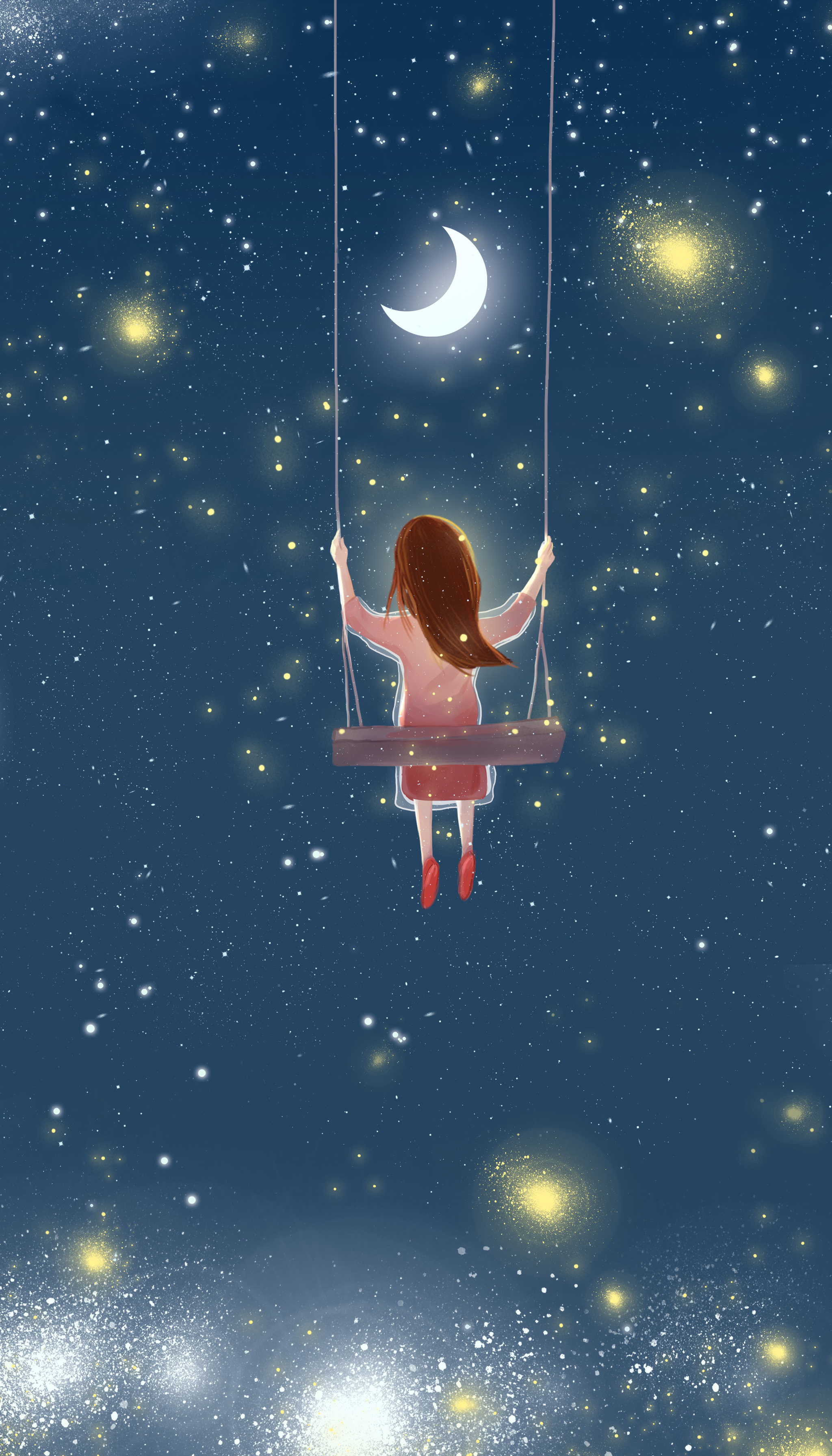 秋千的夜晚 - 豆喵君 - 原创作品 - 视觉中国(shijueme)