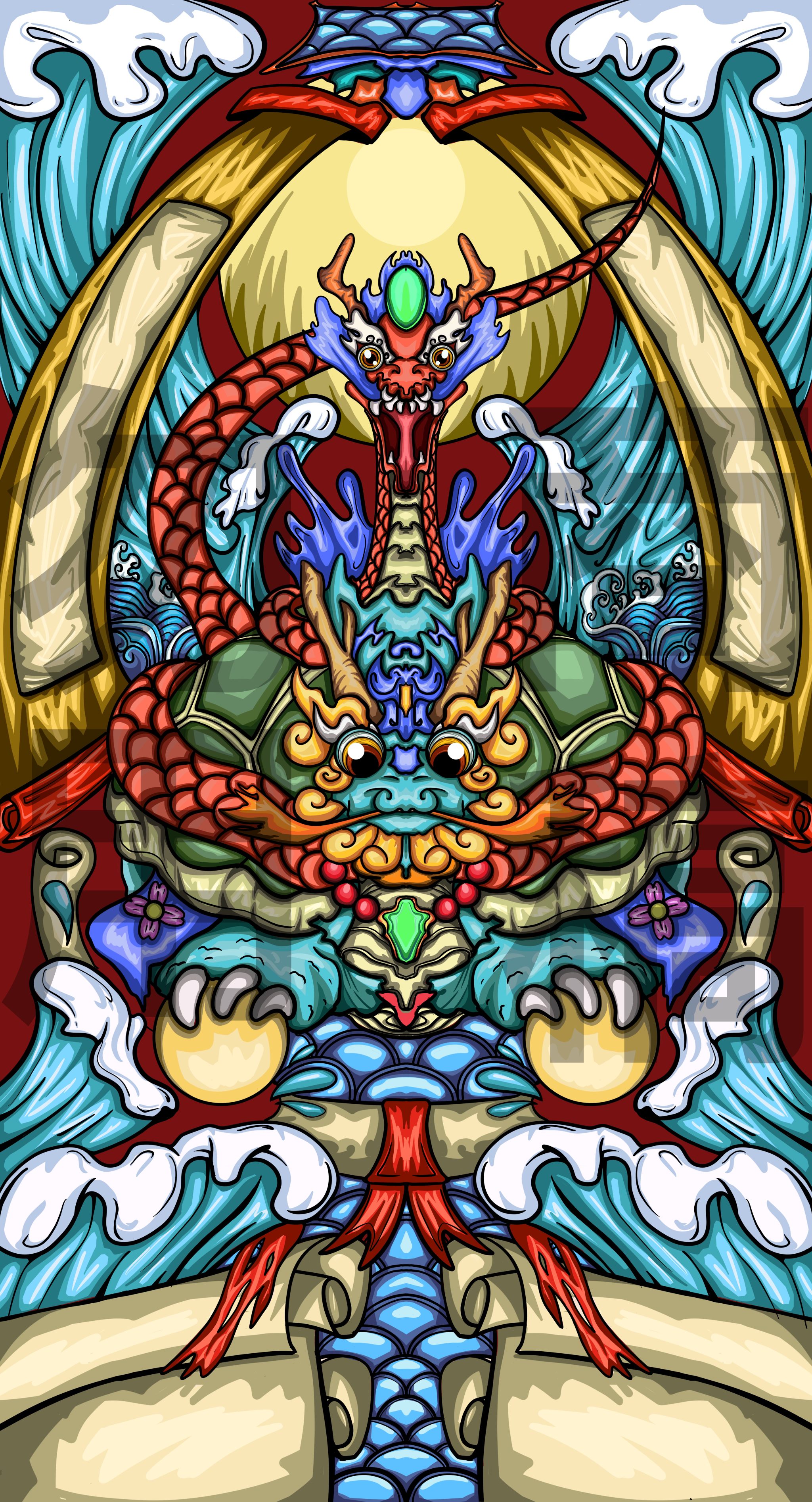 国潮风格神兽插画