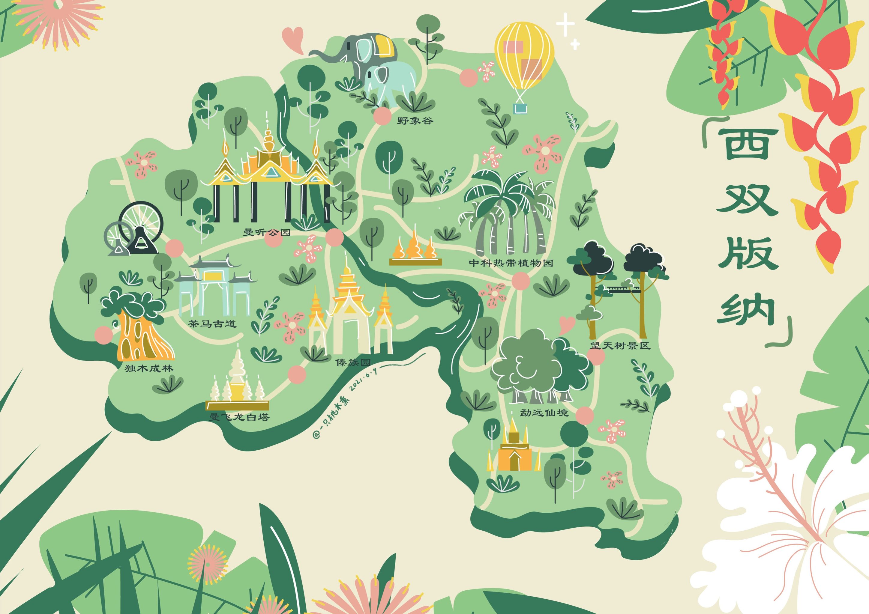 云南西双版纳景点地图