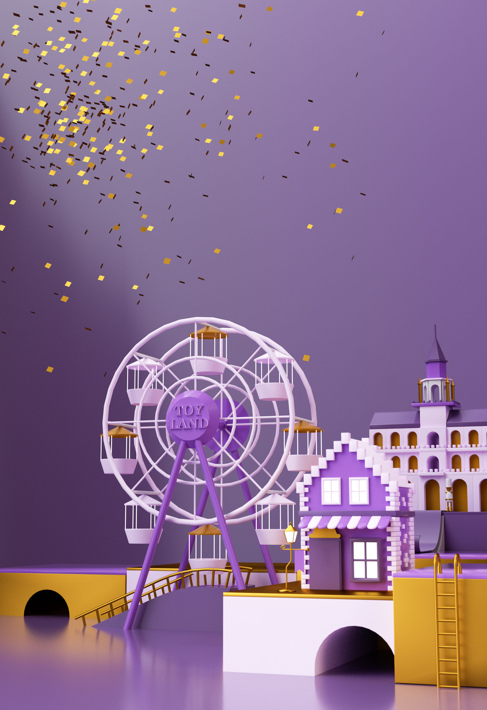 c4d紫色梦幻乐园