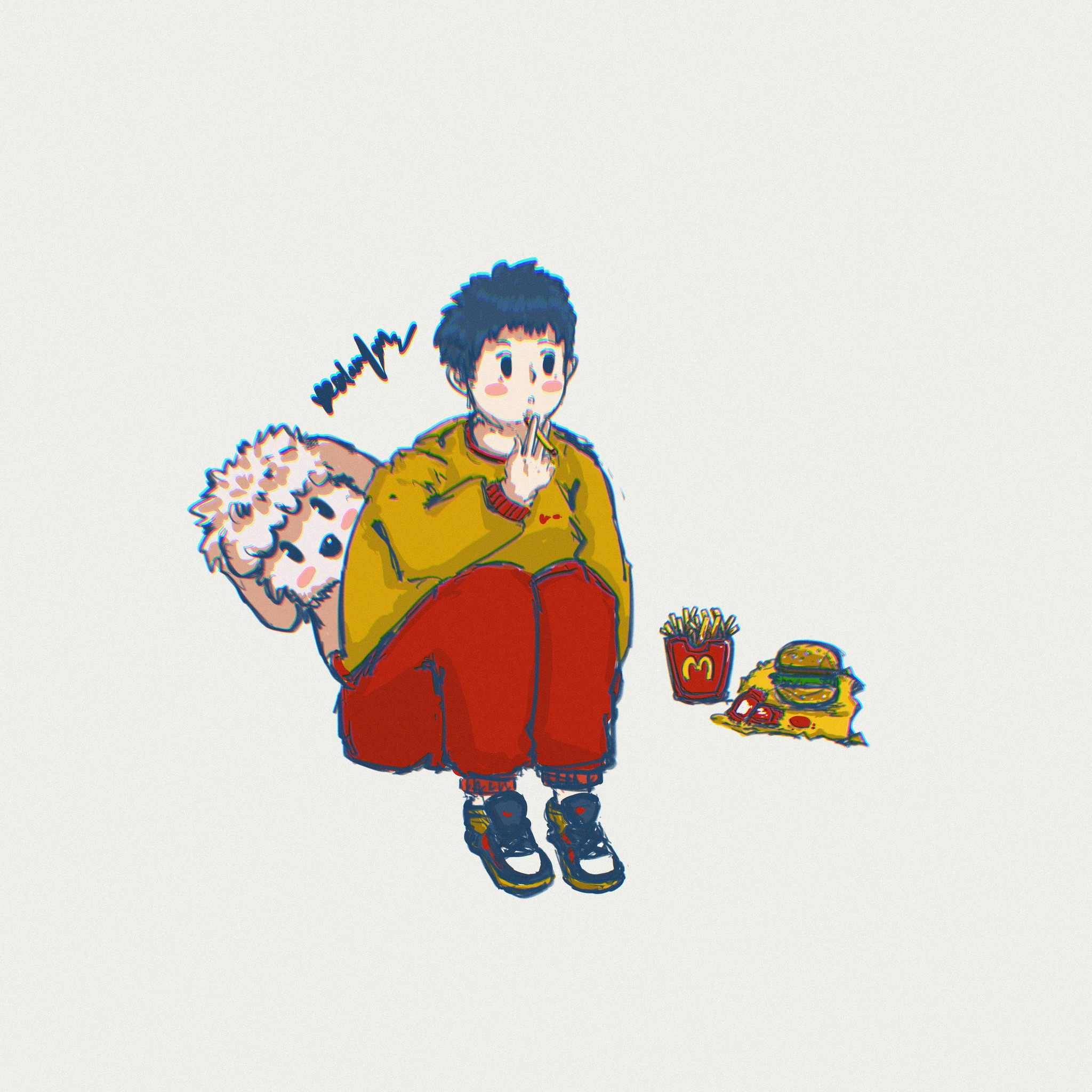 人设插画·一人一狗