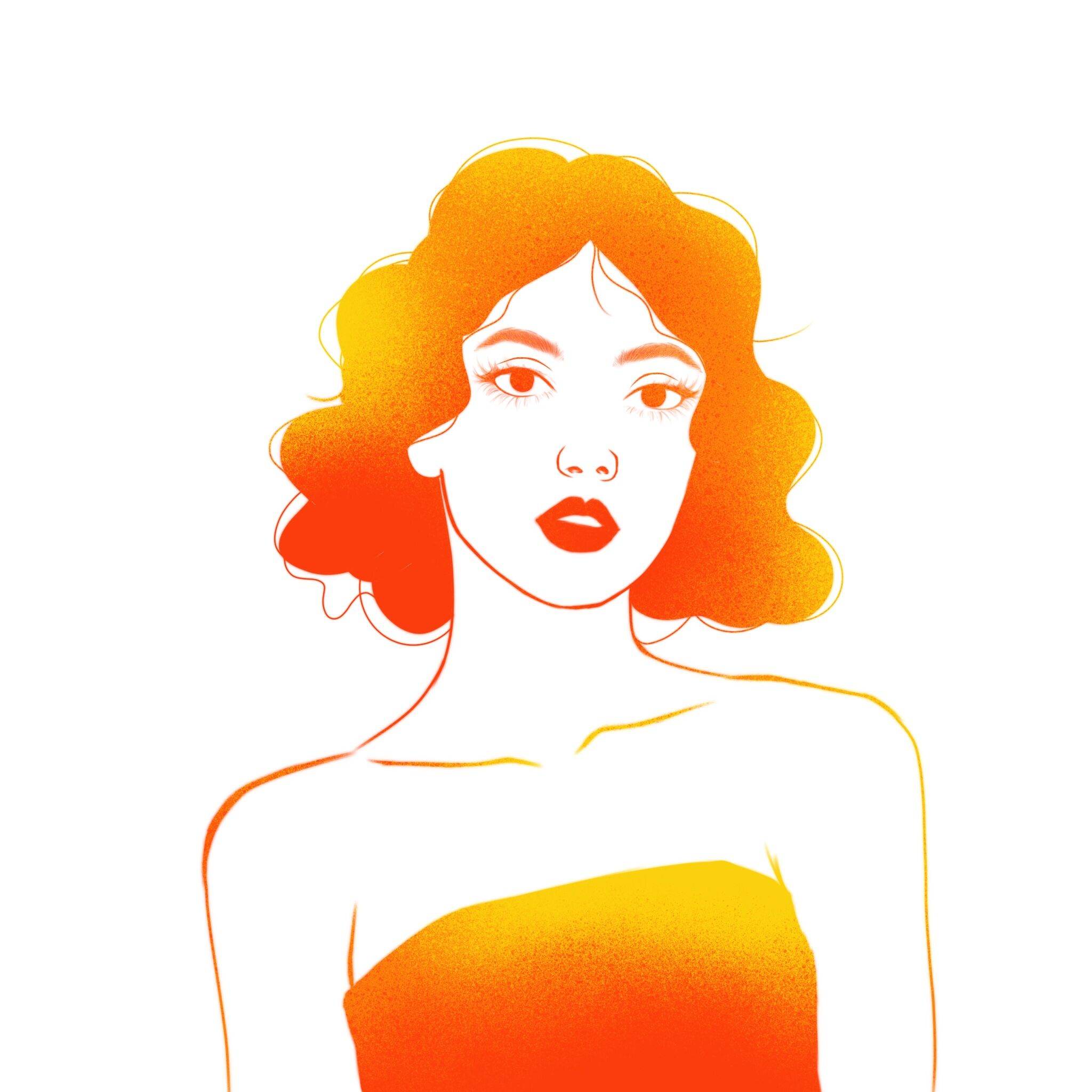 头像插画时尚单色线稿类插画六张