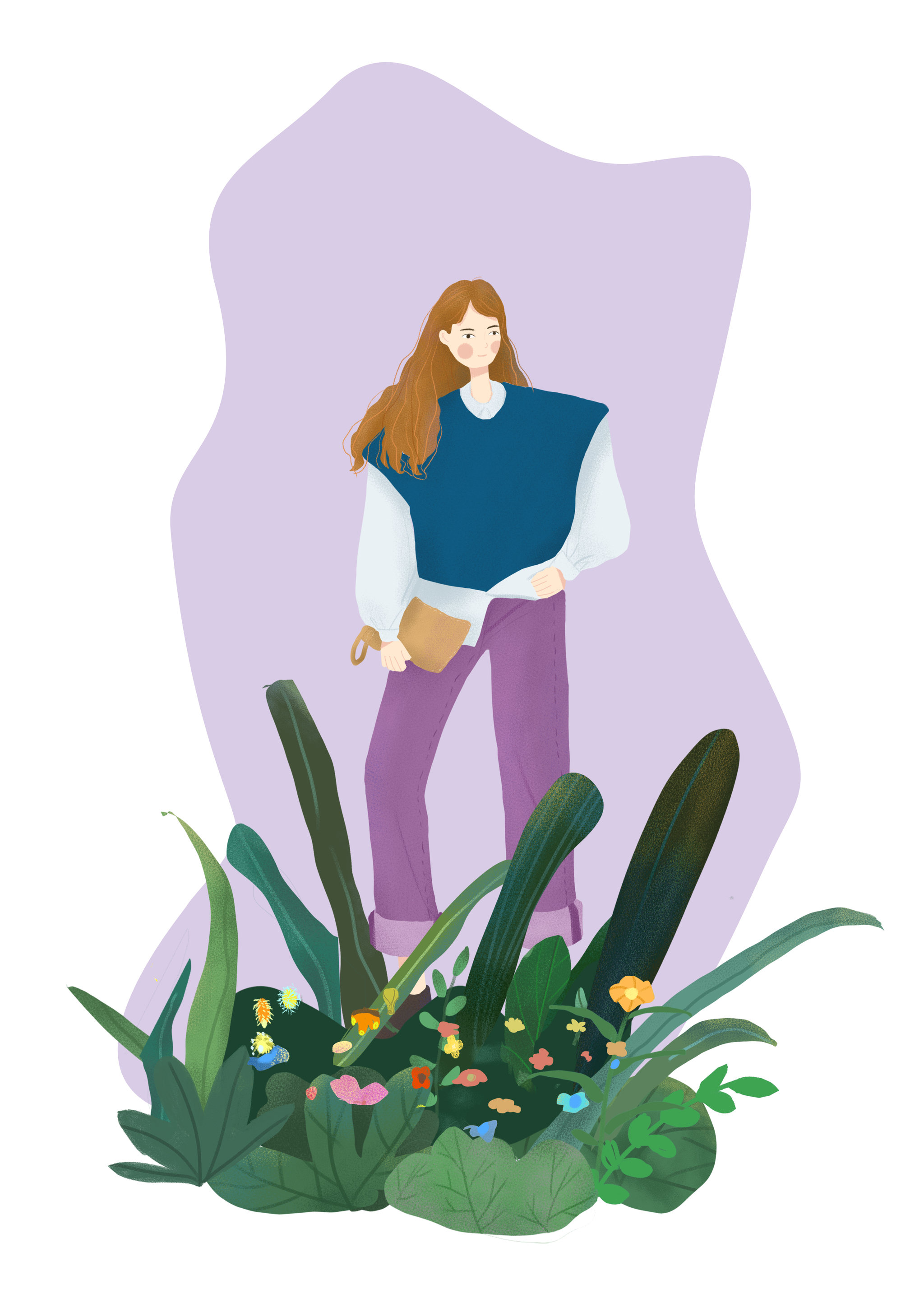 小场景 小清新 植物 噪点肌理插画