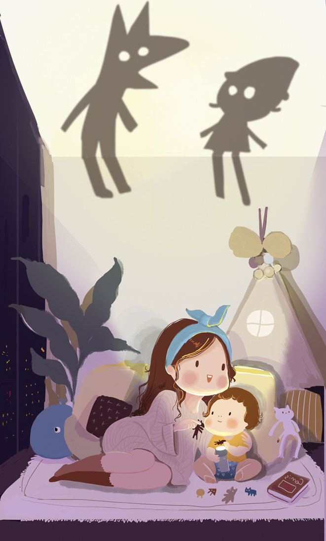 充满温暖阳光的亲子治愈系插图 - 菲菲美智 - 原创作品 - 视觉中国(爱