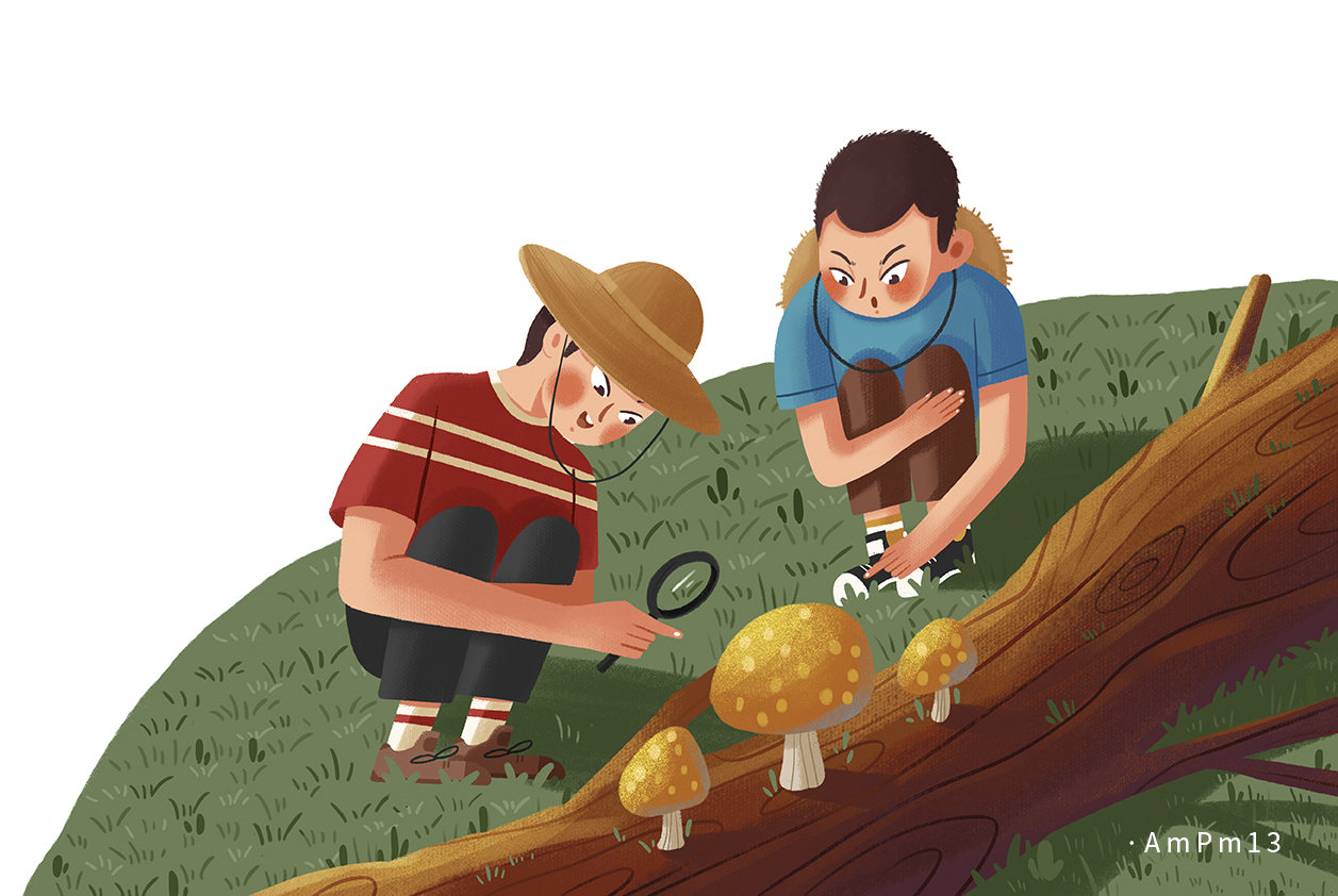 儿童户外植物观察插画 - skymifan - 原创作品 - 视觉中国(shijueme)