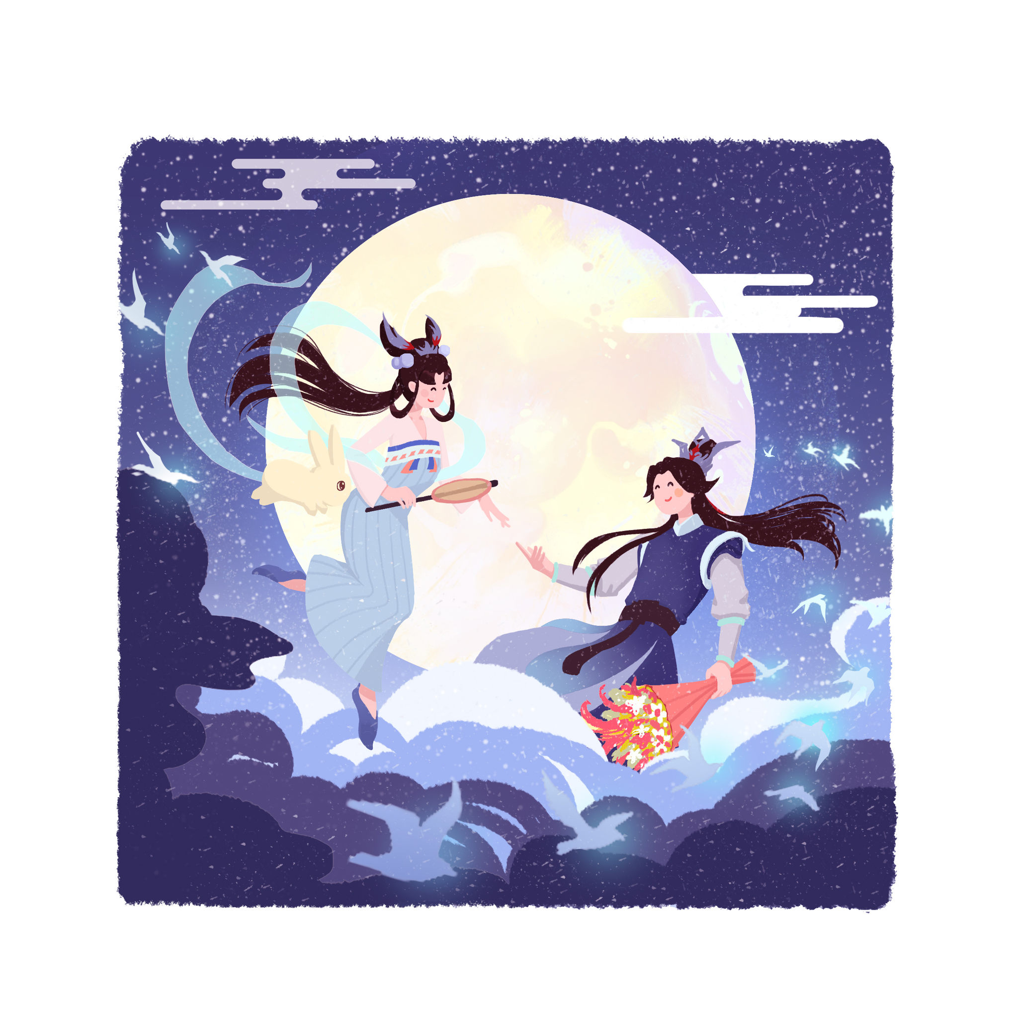 七夕节的小插画