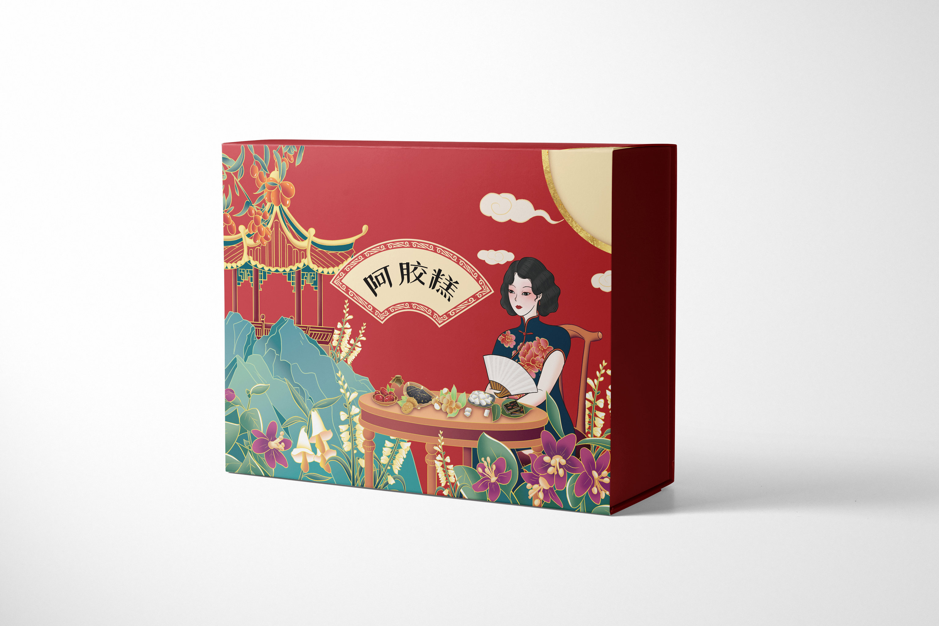 阿胶糕国潮插画包装设计