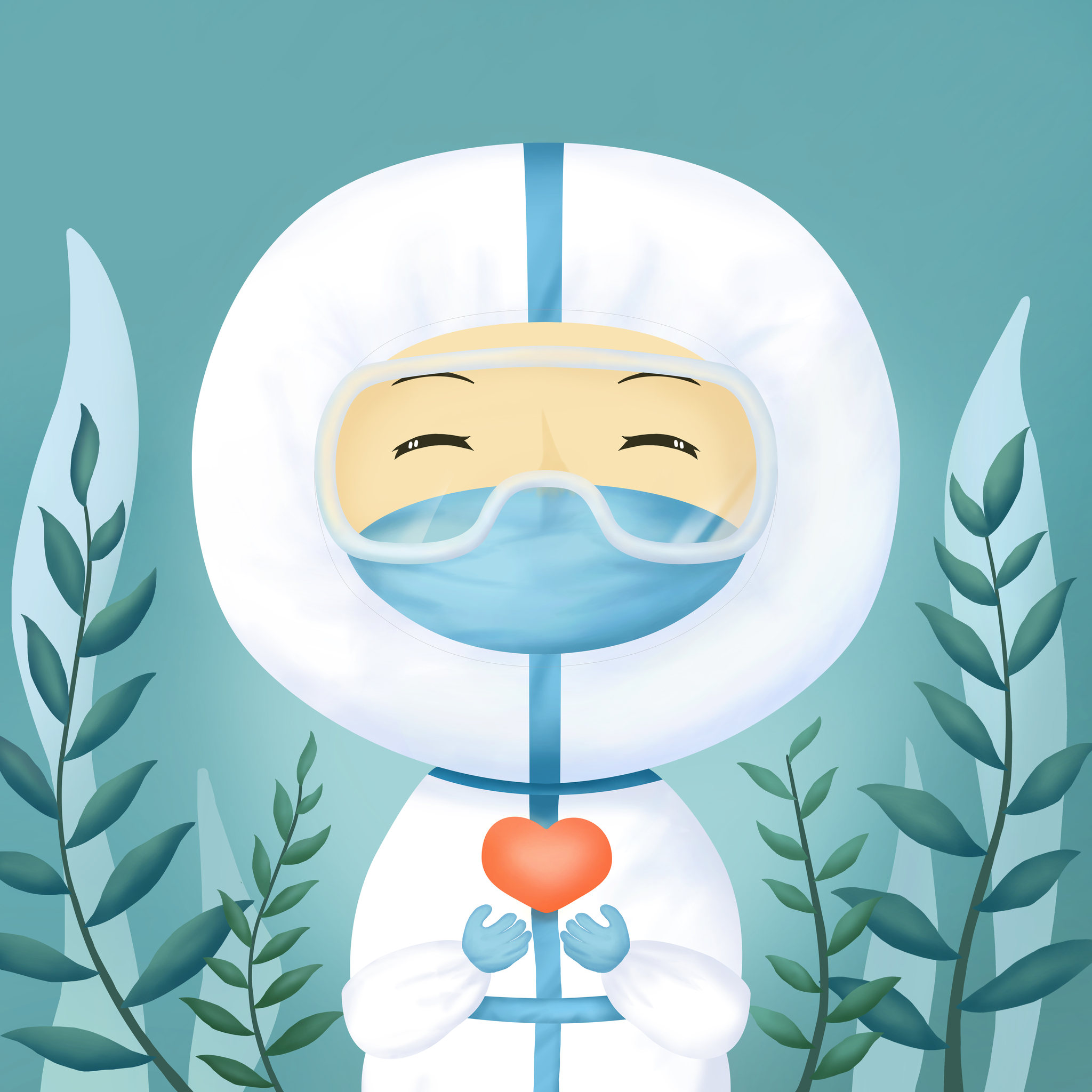 新冠抗疫系列插画——种下希望