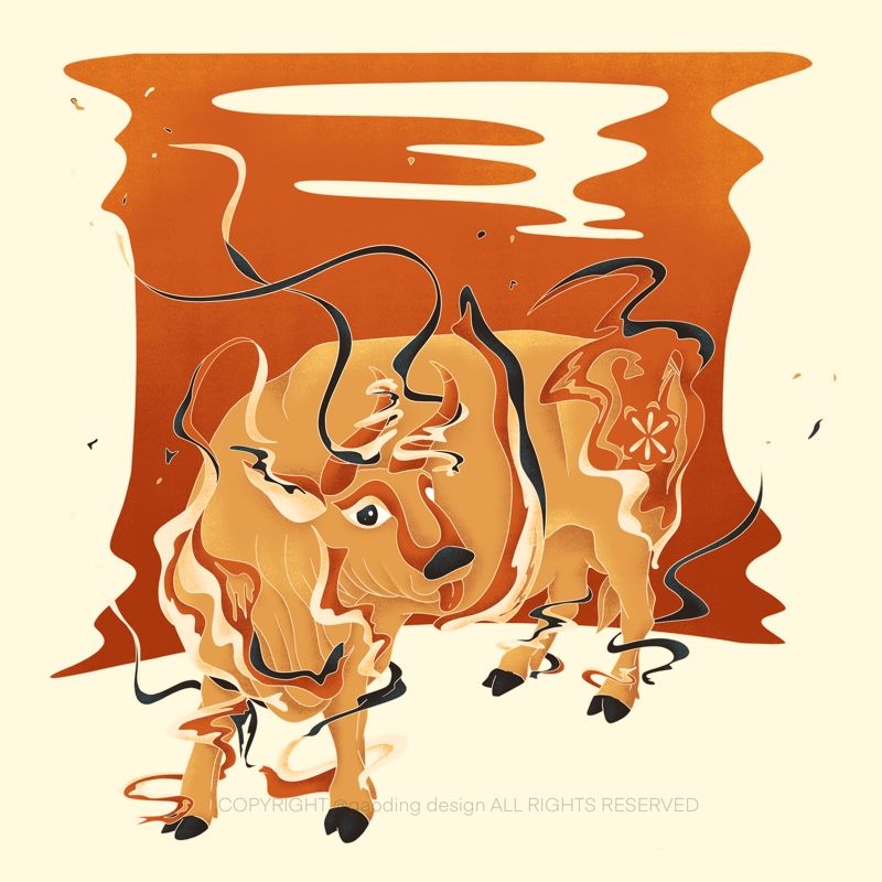 原创插画|五牛图(已商用)