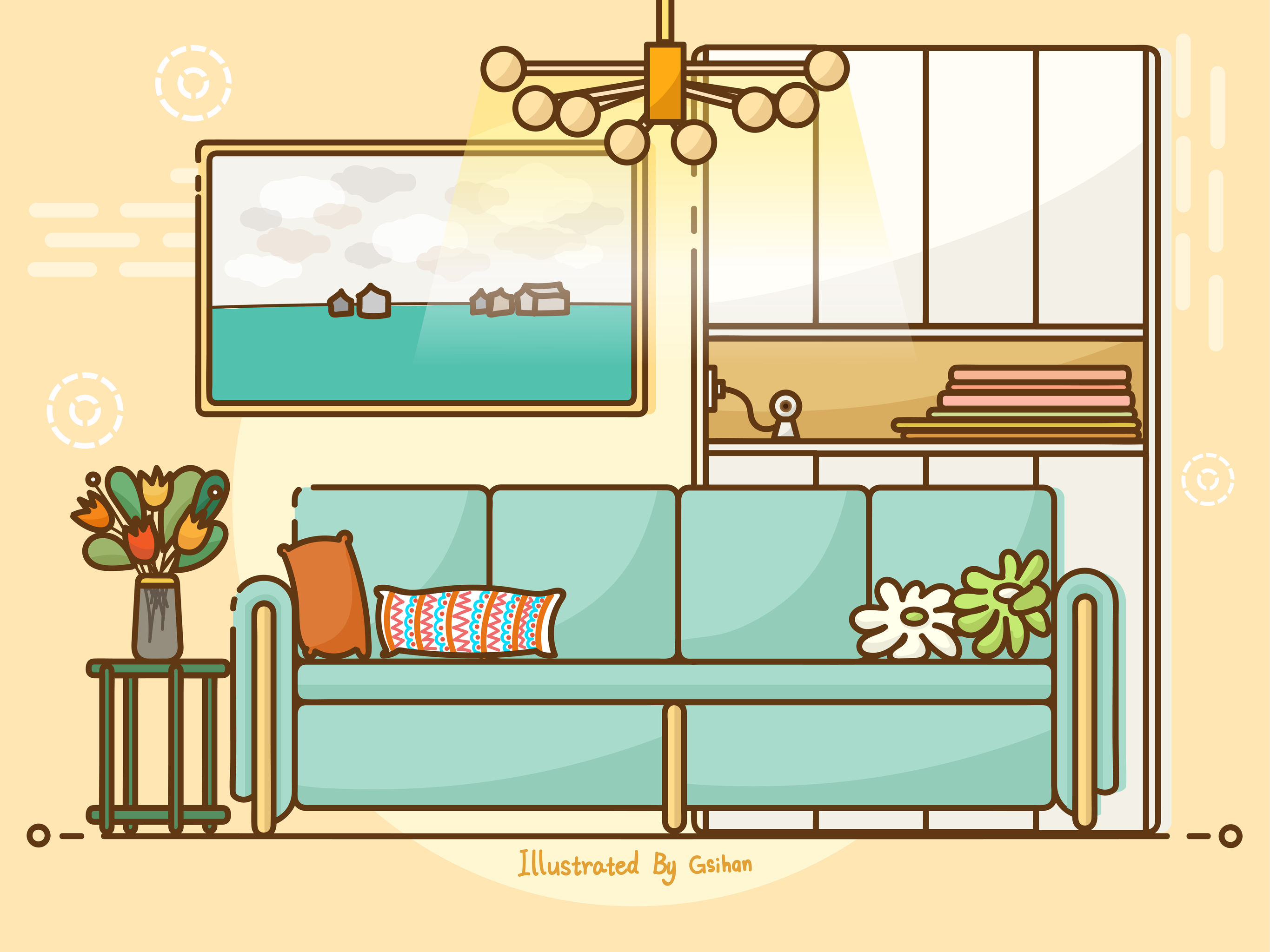 日常绘画练习北欧风房间