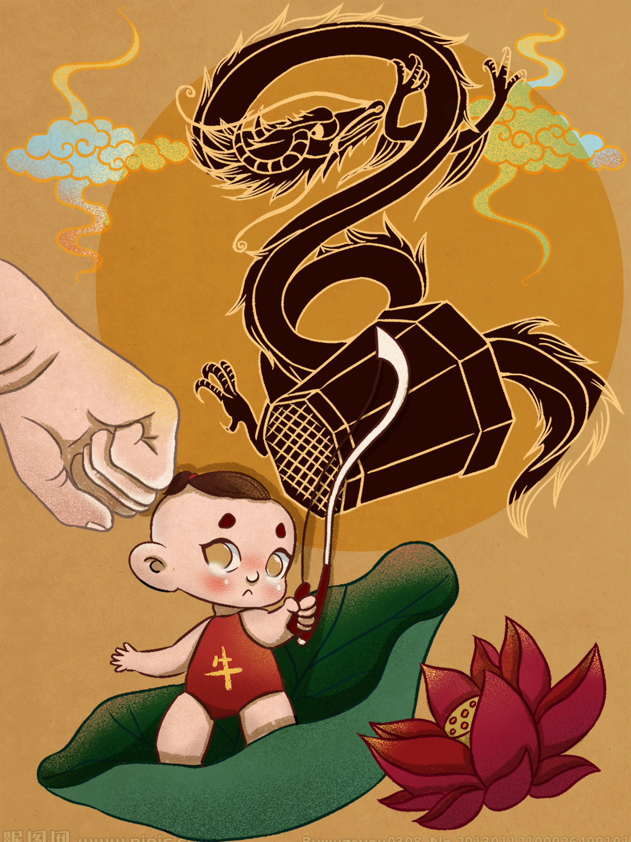 《家有神兽之龙生九子》q版年娃卡通系列插画