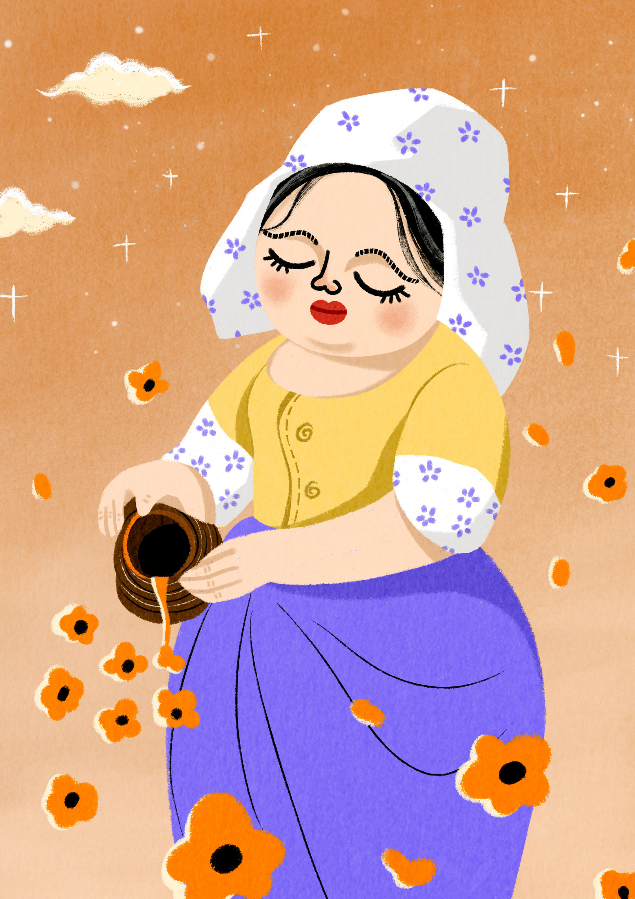 名画转插画 | 双下巴系列