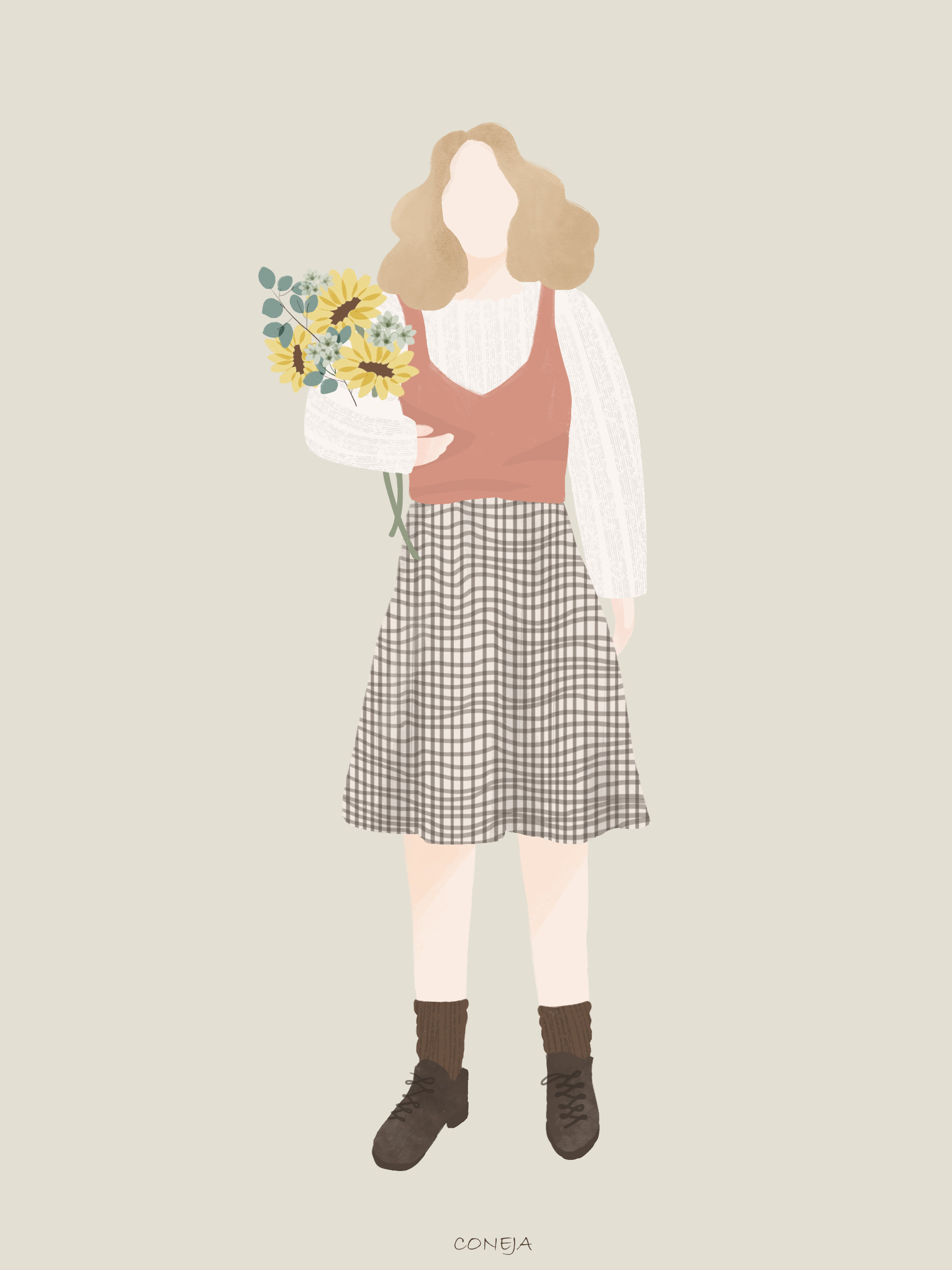 莫兰迪色调人物插画