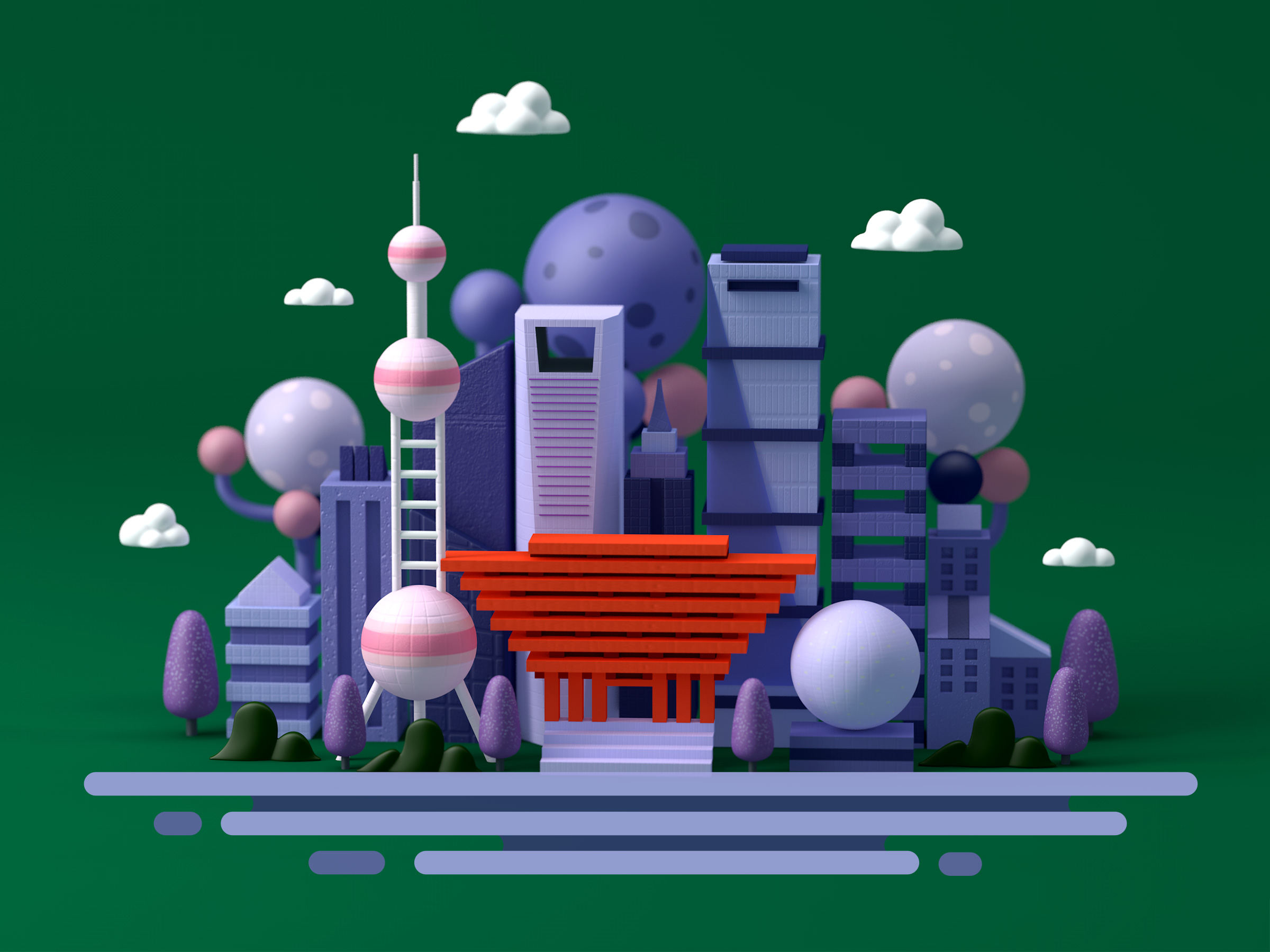 现代建筑-东方明珠 - 花喃hana - 原创作品 - 视觉中国(shijueme)