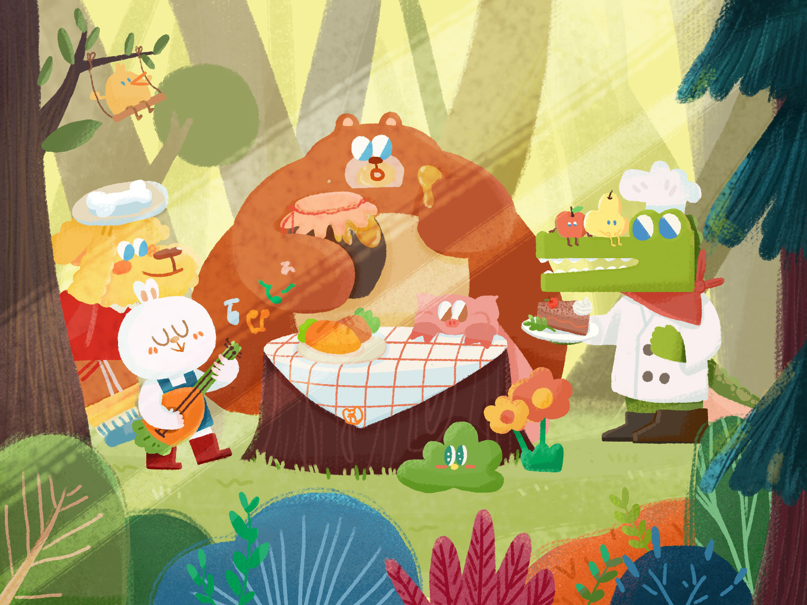森林动物聚餐