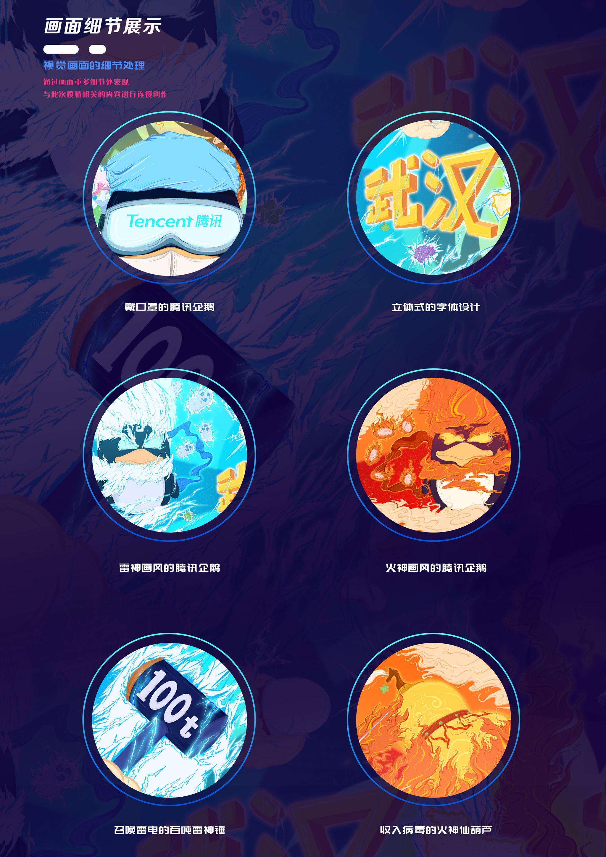 腾讯抗疫海报插画设计