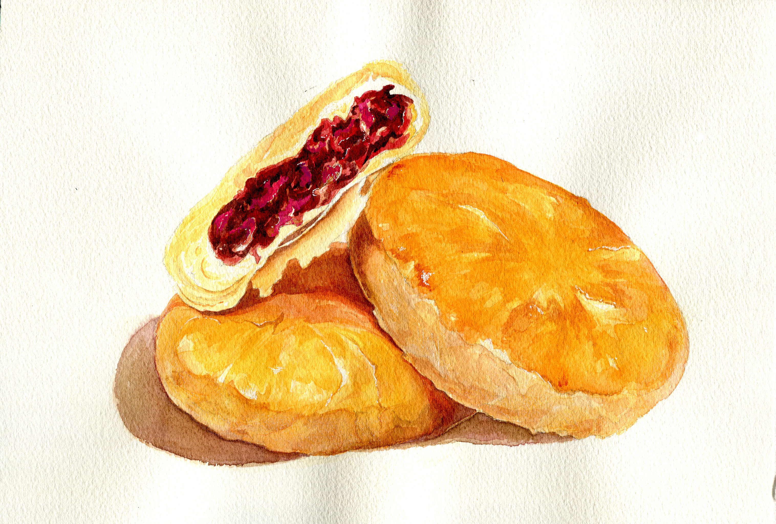 鲜花饼包装插画水彩已商用