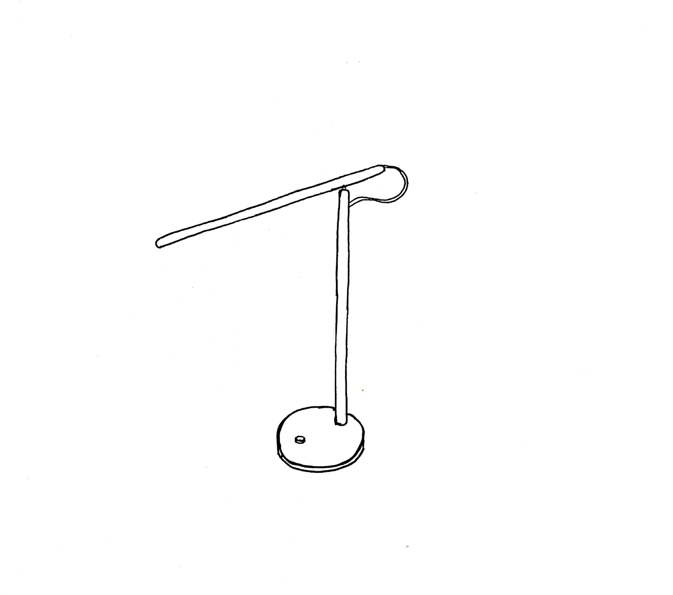 手绘黑白台灯,灯泡,节能灯插画