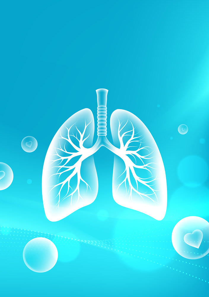 医疗主题竖版插图透明肺在抽象背景中