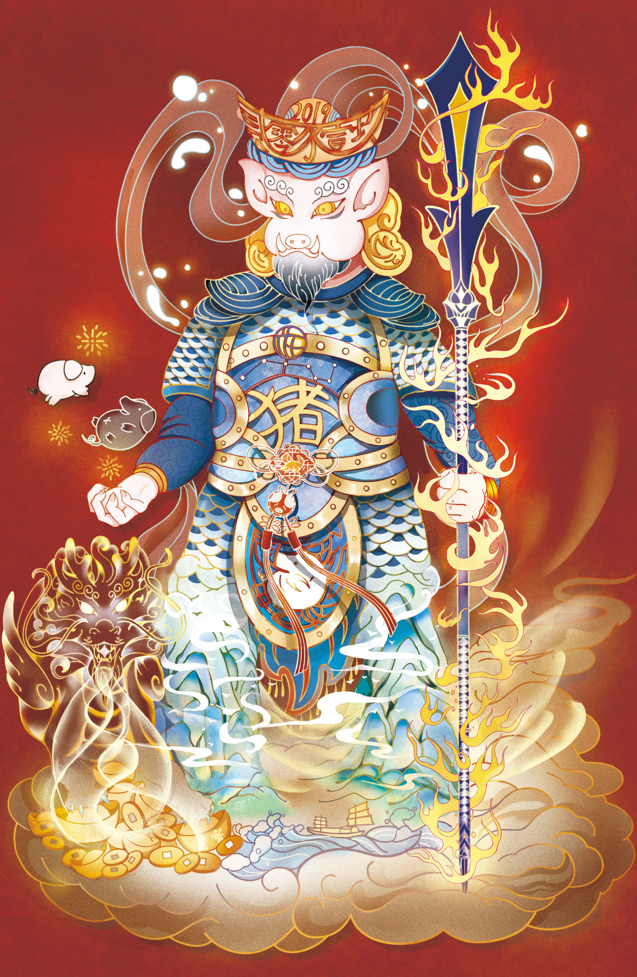 《猪神》生肖插画设计!