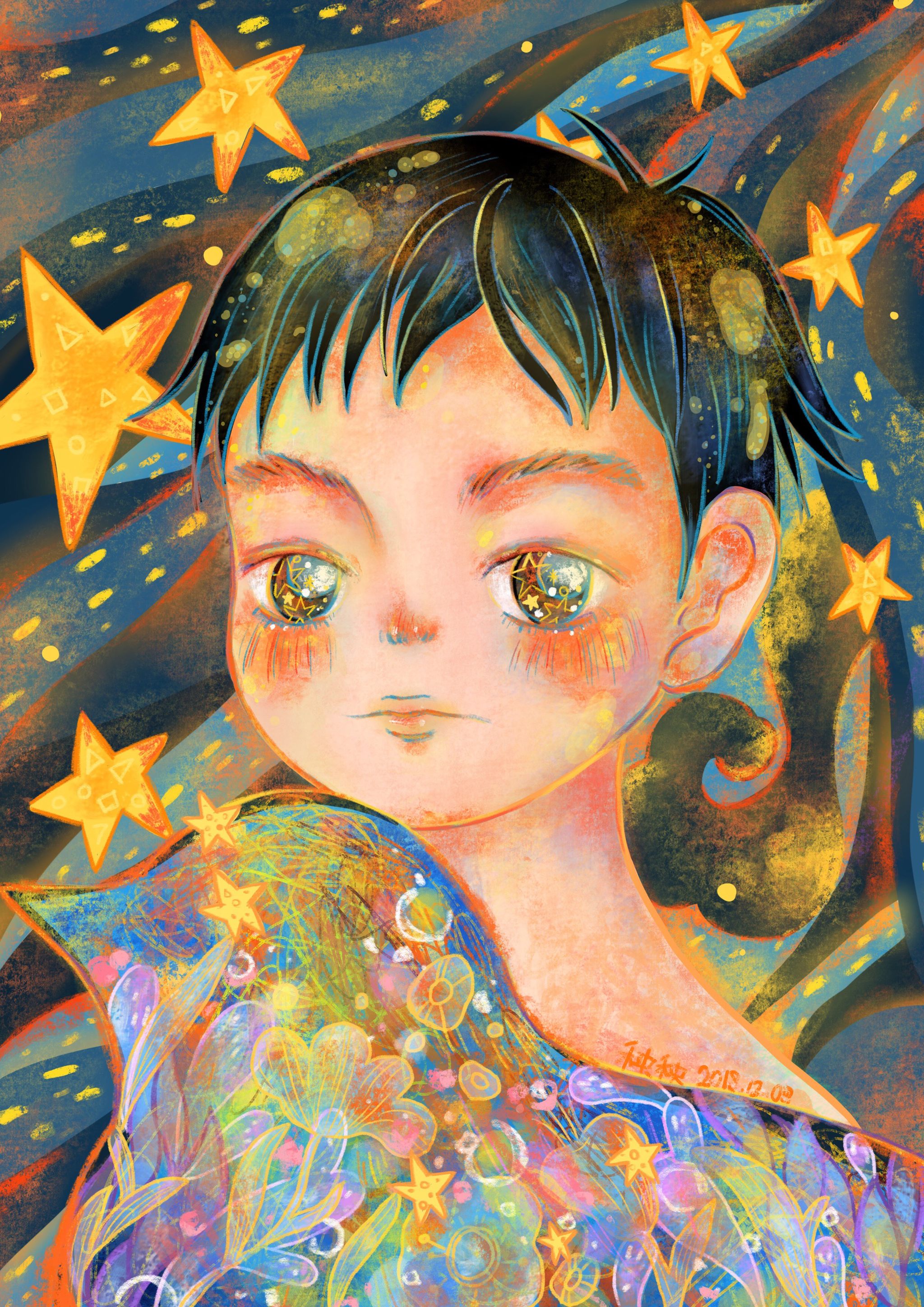 原创人物插画《青鸟男孩》