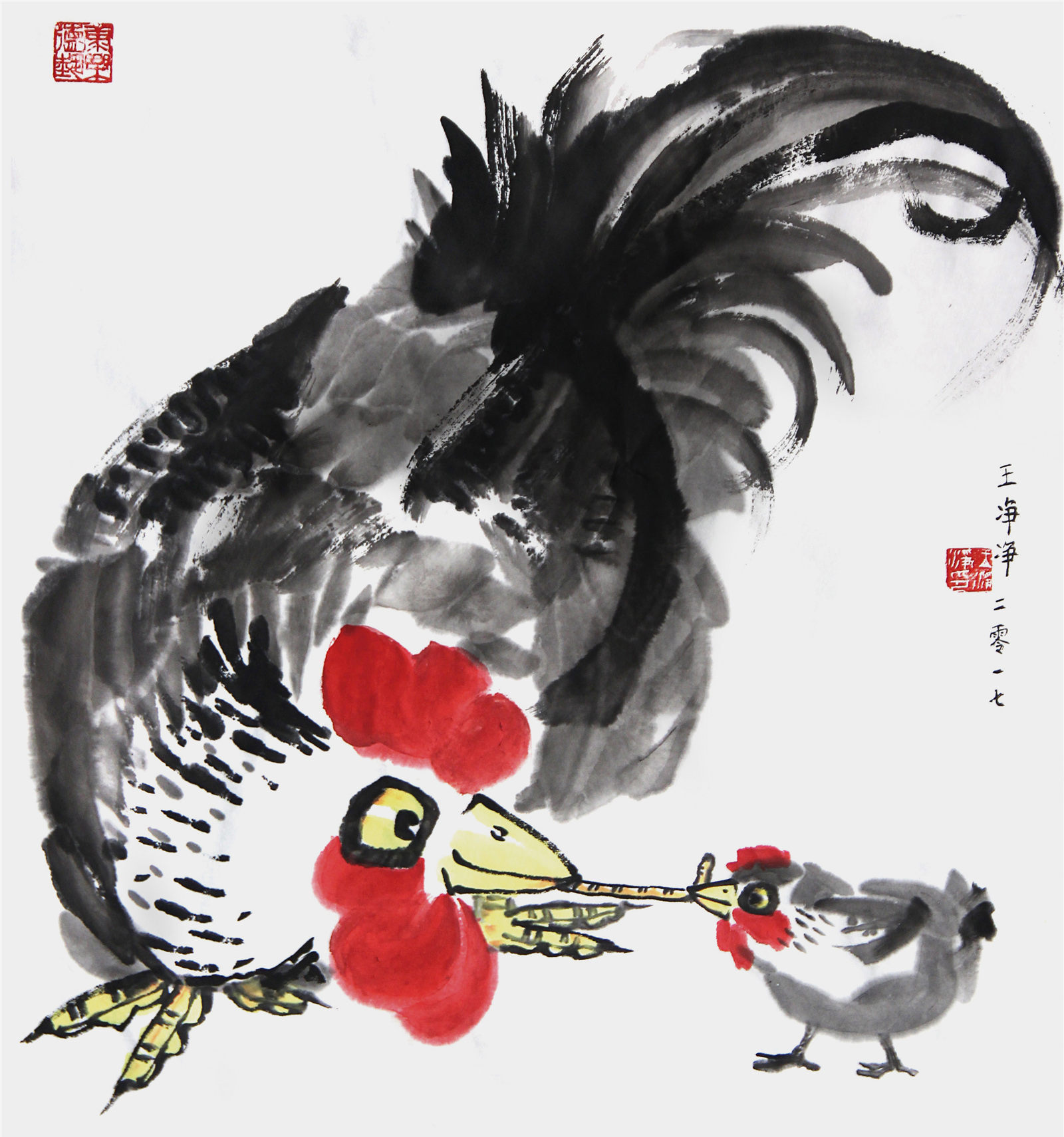 画儿晴天·王净净水墨插画鸡系列画 - 画儿晴天 - 原创作品 - 视觉