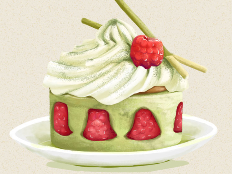 美食插画-抹茶蛋糕