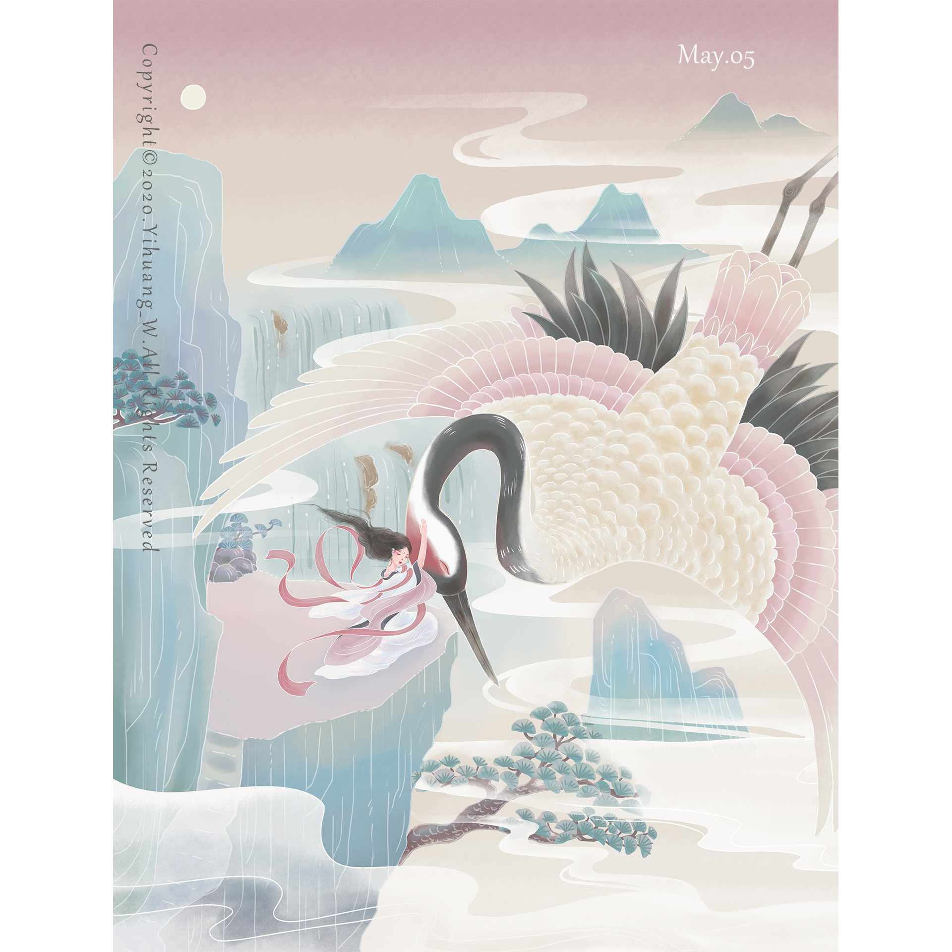 吾有所爱鹤——中国风插画 - 一环yihuang_w - 原创作品 - 视觉中国