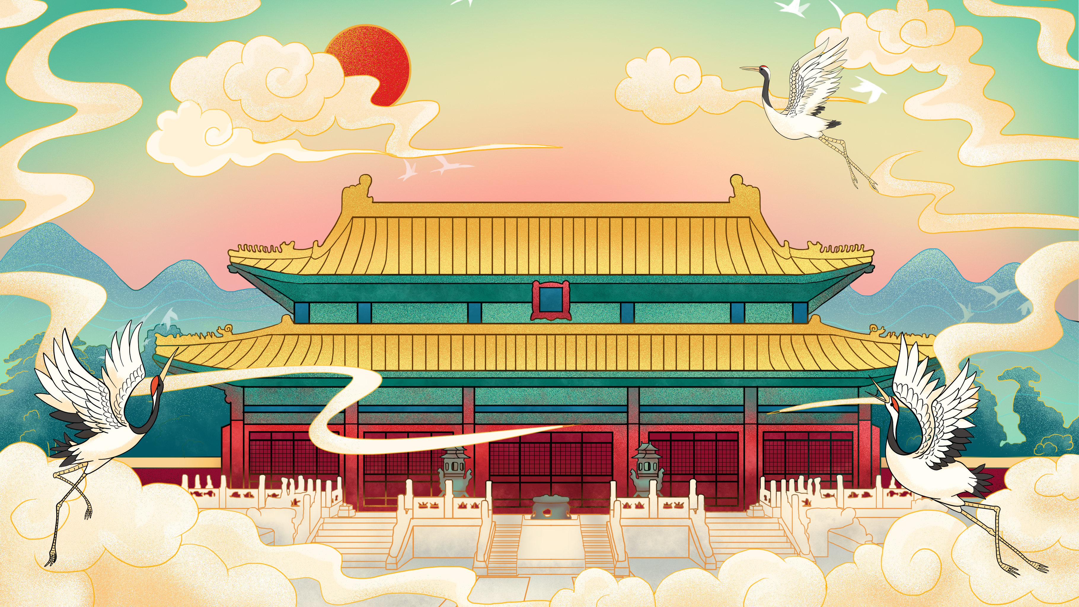 扁平渐变,国潮,潮流,少女风,等风格