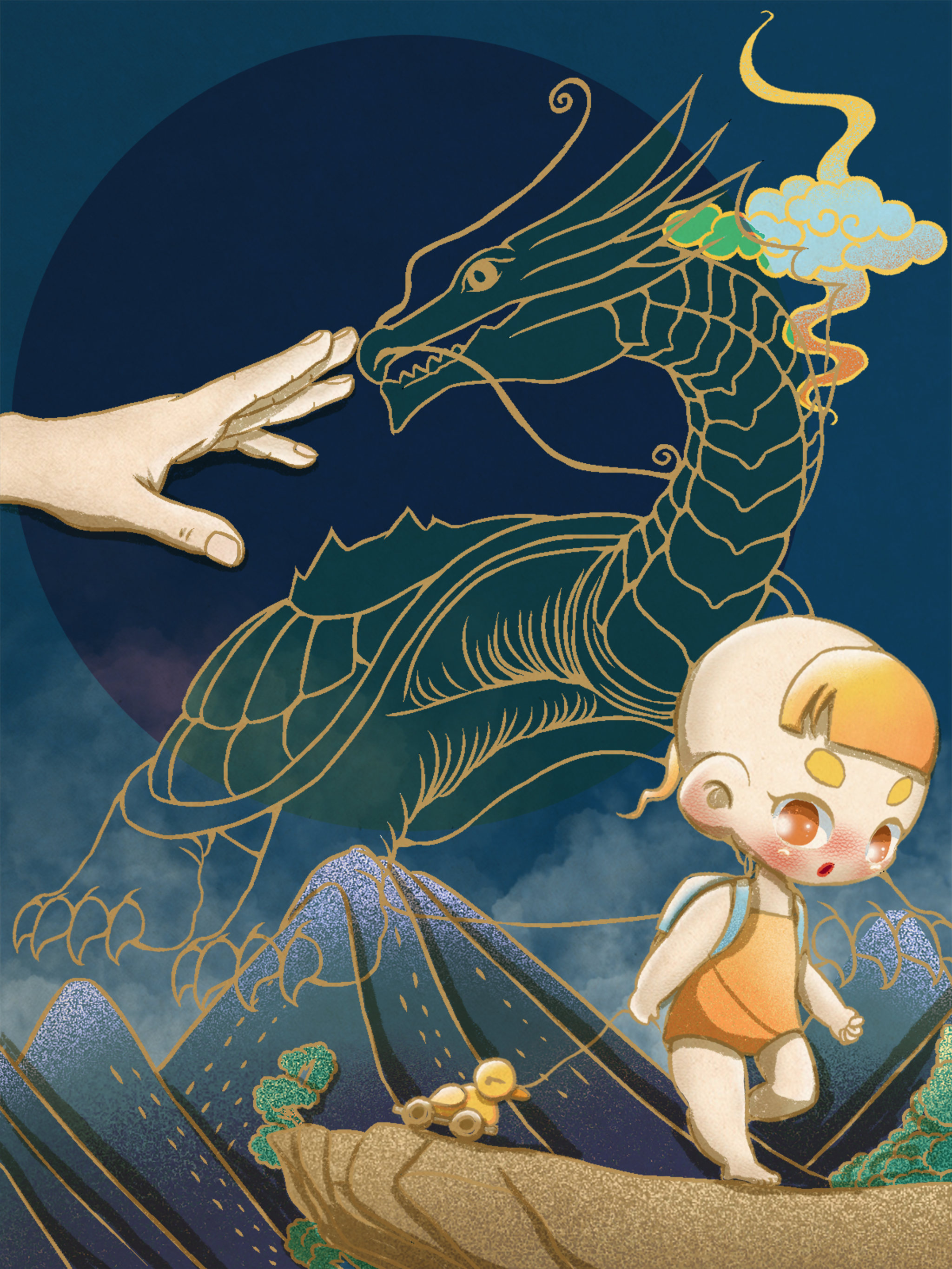 《家有神兽之龙生九子》q版年娃卡通系列插画