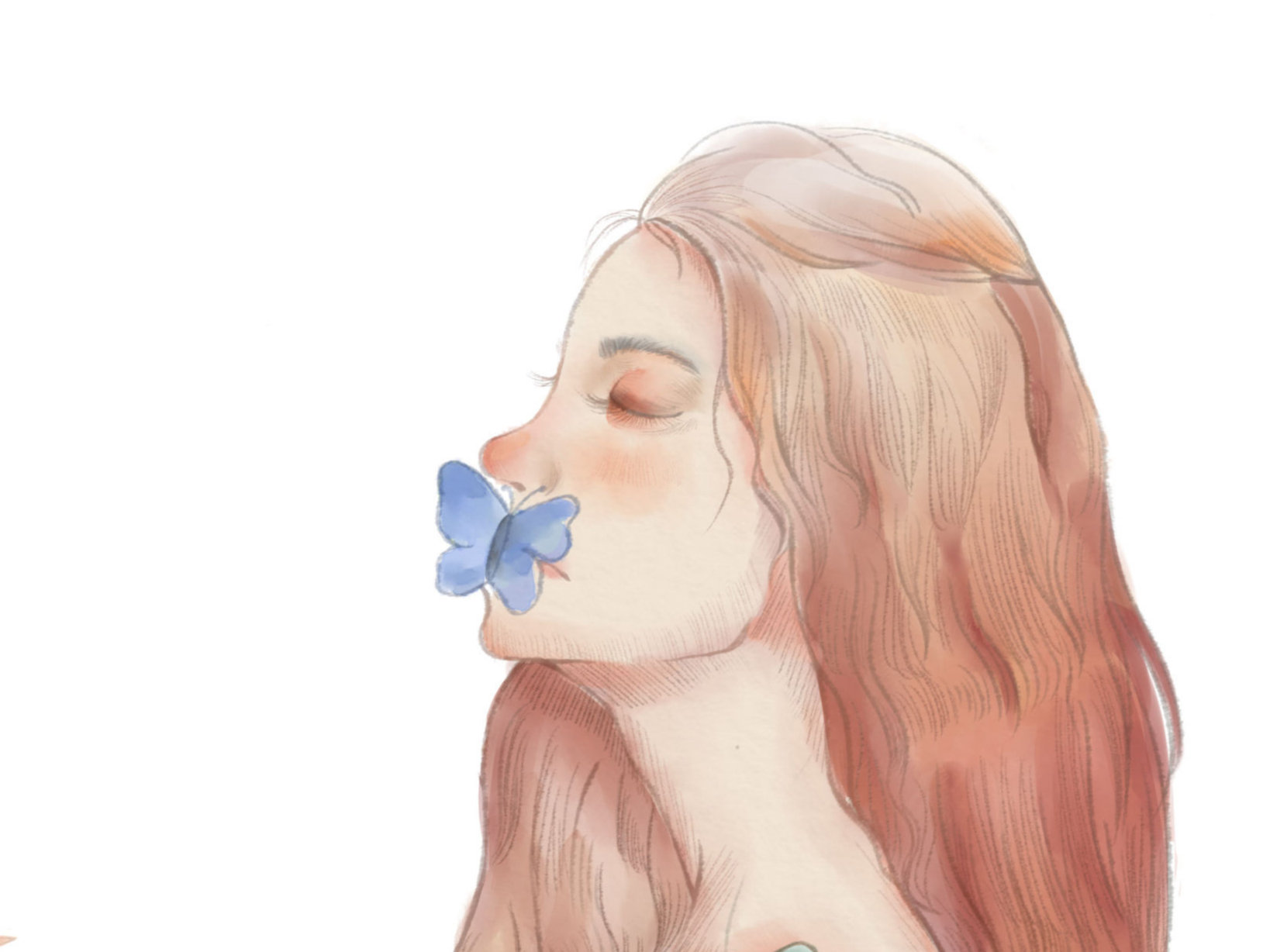 梦幻女孩蝴蝶意境插画