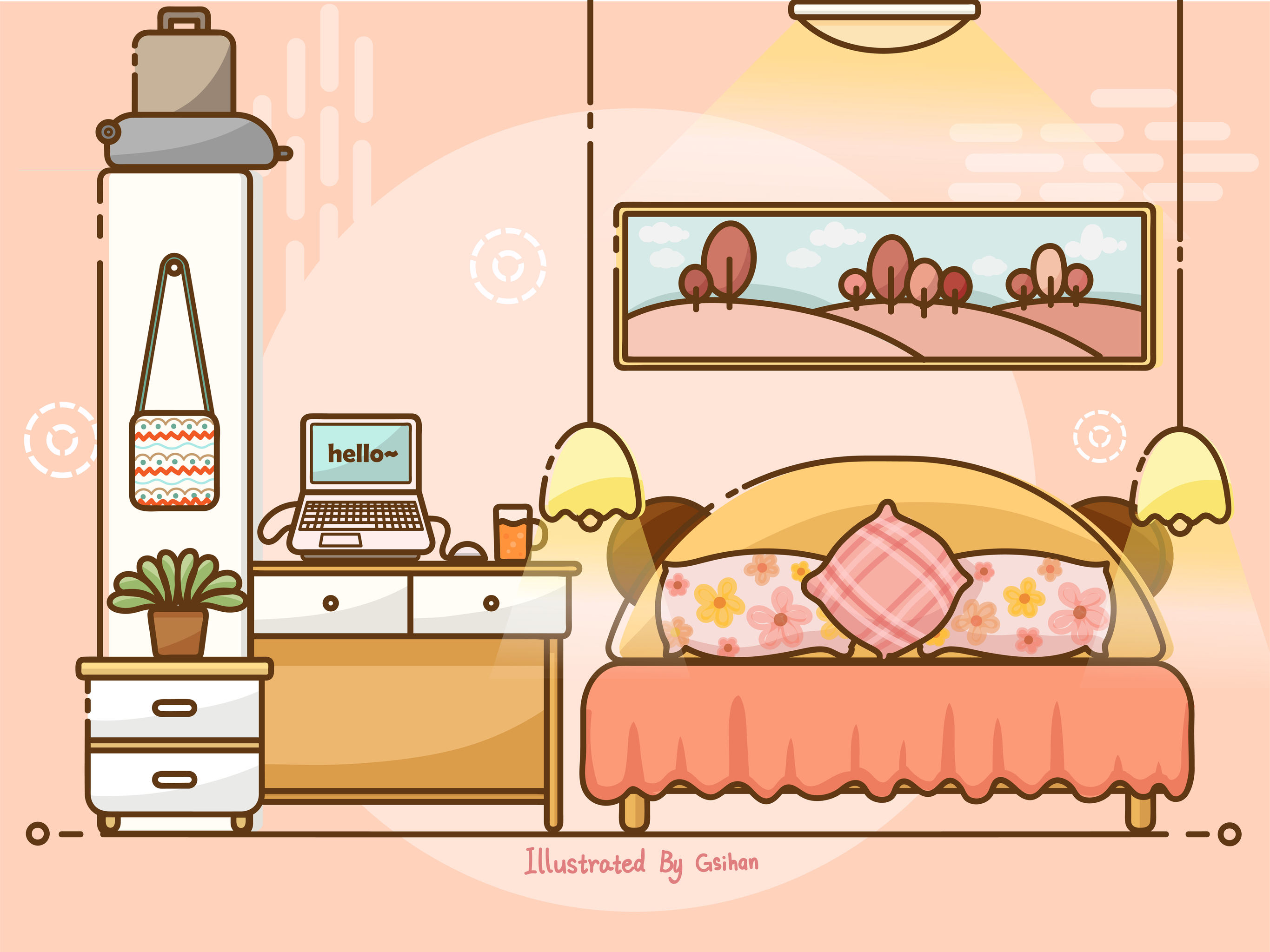 日常绘画练习北欧风房间