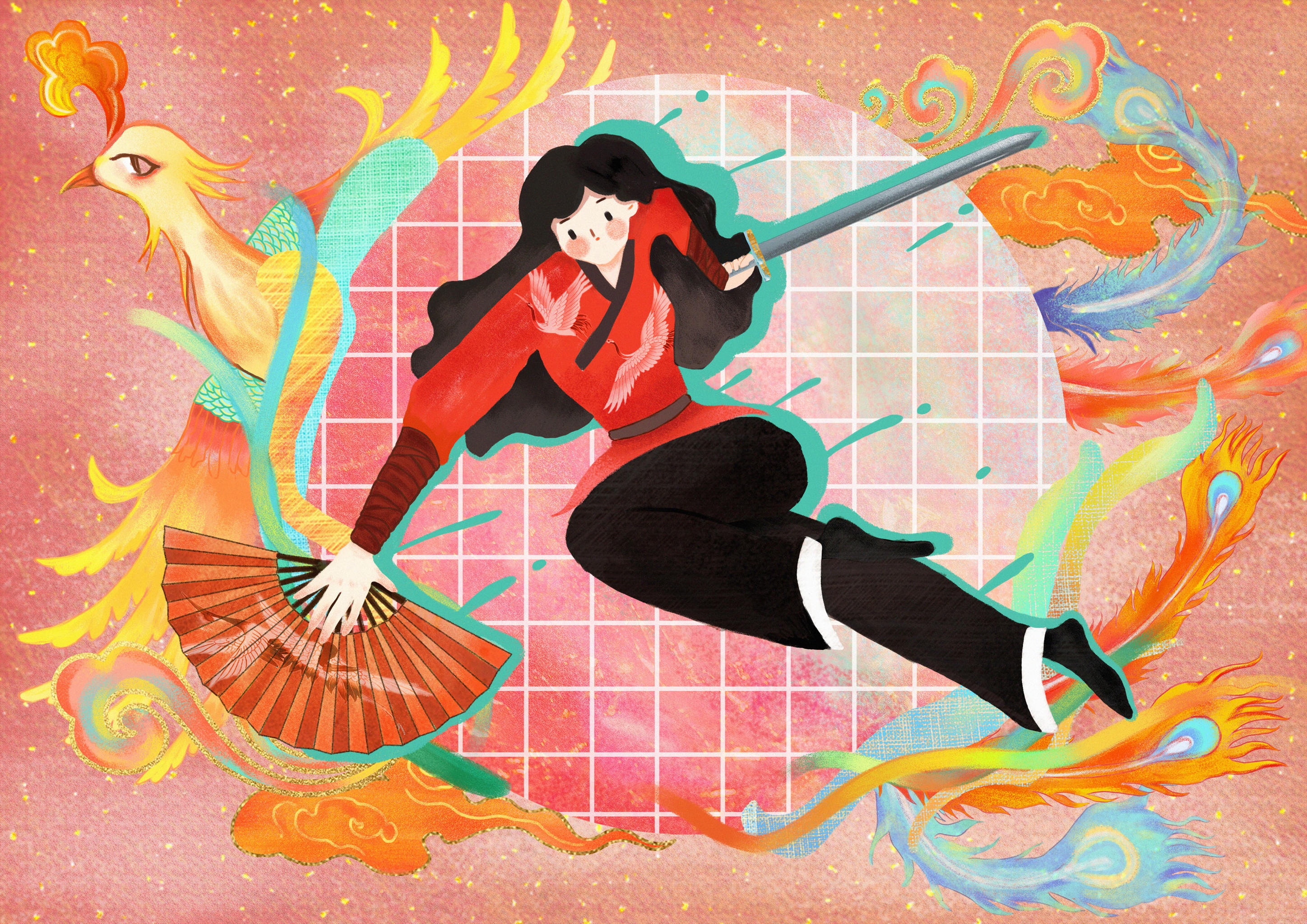 人物插画武术少女 - 画画的阿琪 - 原创作品 - 视觉中国(爱视觉)