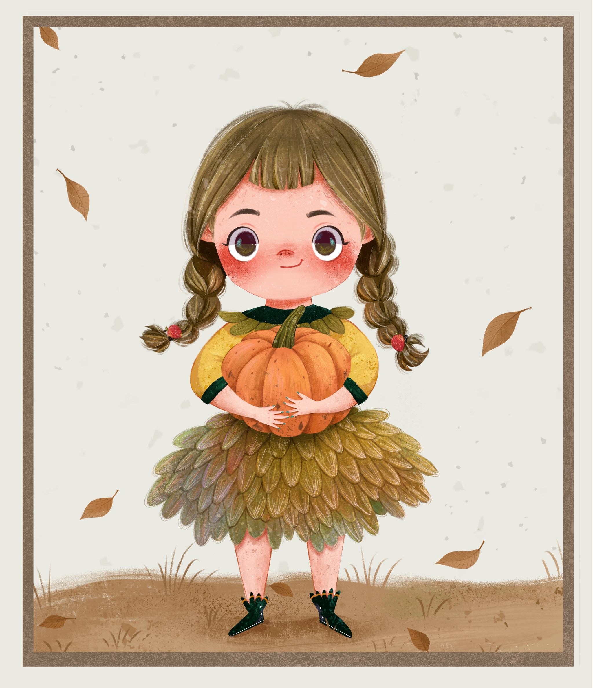 抱南瓜的小女孩