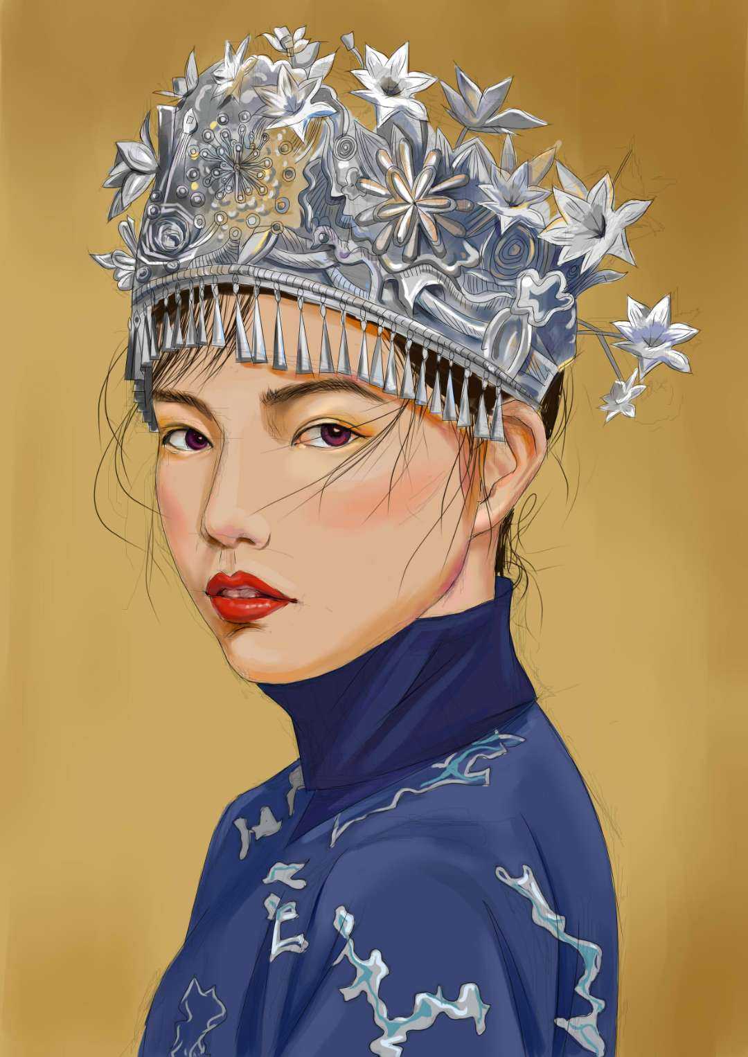 湘西苗族姑娘 - m[插画师] - 原创作品 - 视觉中国(shijueme)