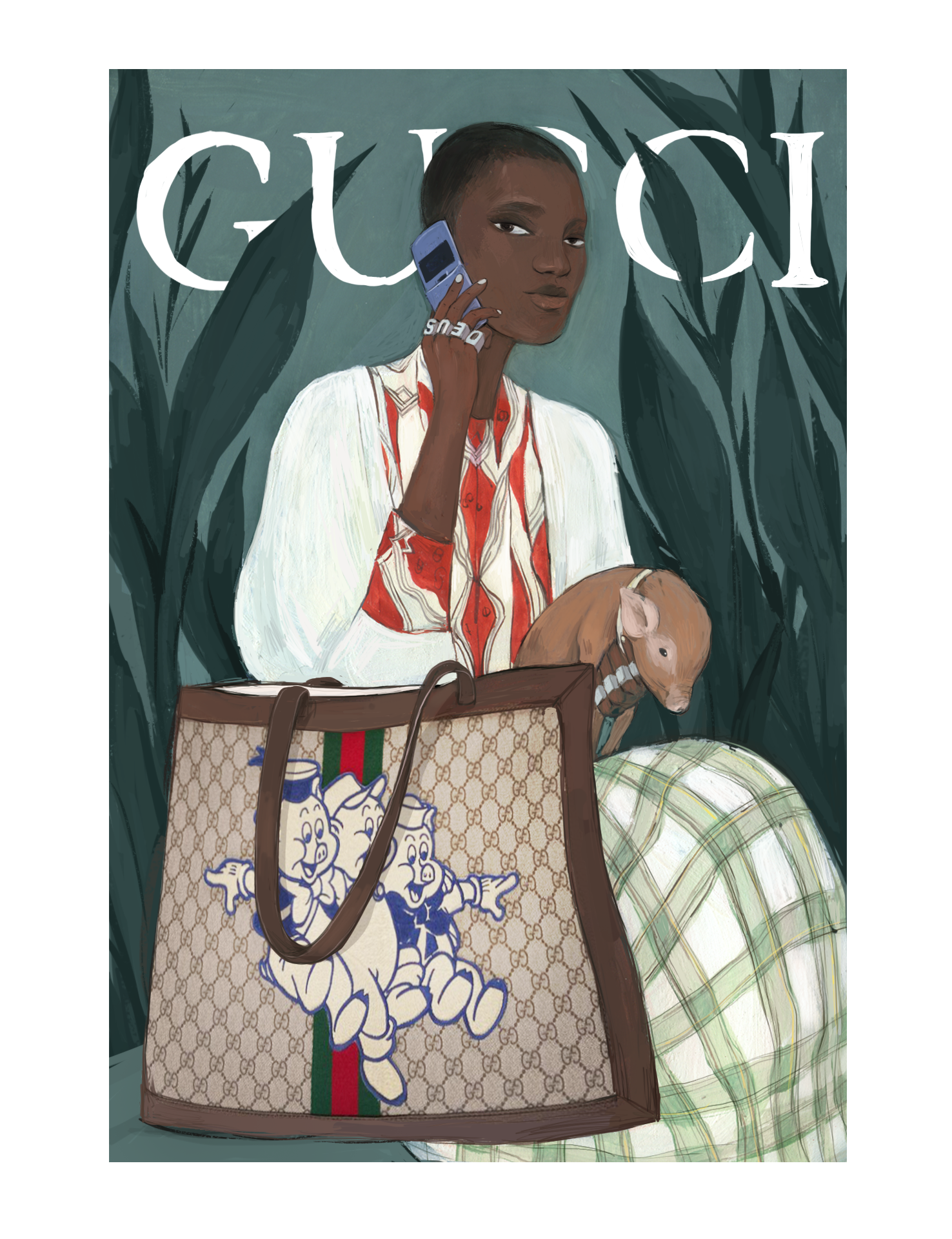 gucci猪年单品插画