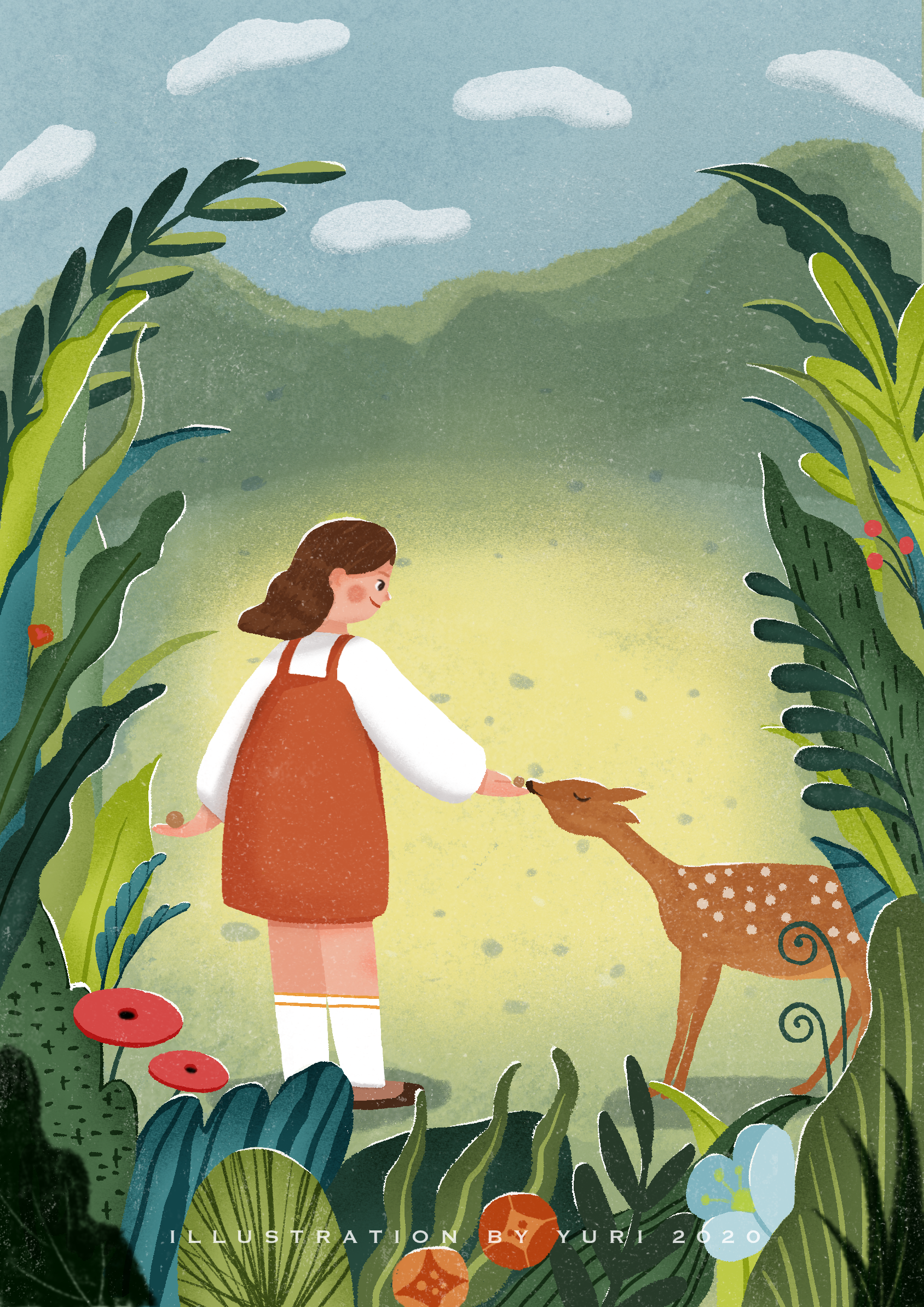 女孩与小鹿 - 由里_yuri - 原创作品 - 视觉中国(shijueme)