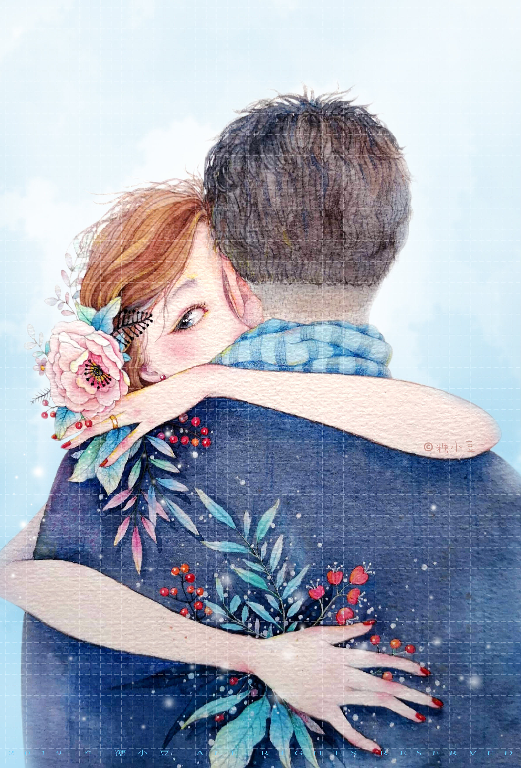 水彩《拥抱》 - 插画师糖小豆 - 原创作品 - 视觉中国(shijueme)