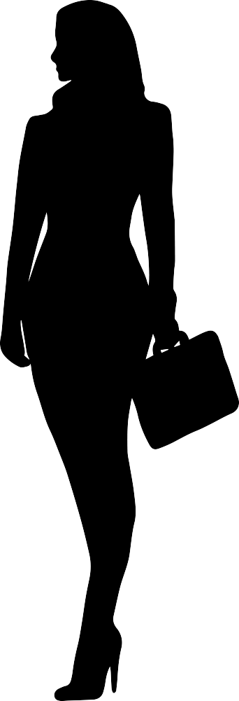 黑色透明底西装女士全身剪影抽象剪贴画