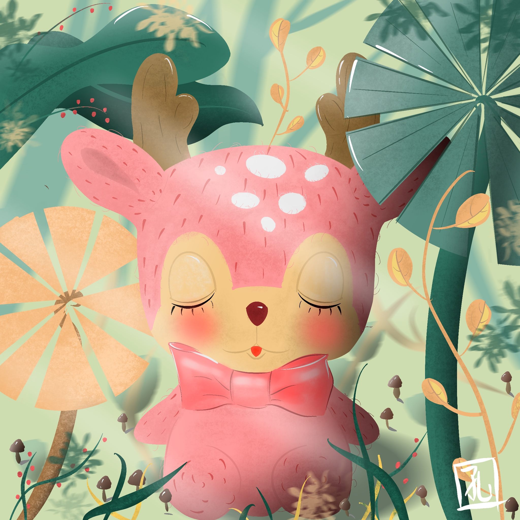 粉红小鹿商业插画