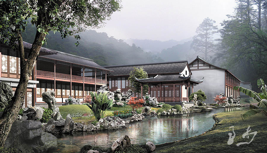 建筑古建筑效果图