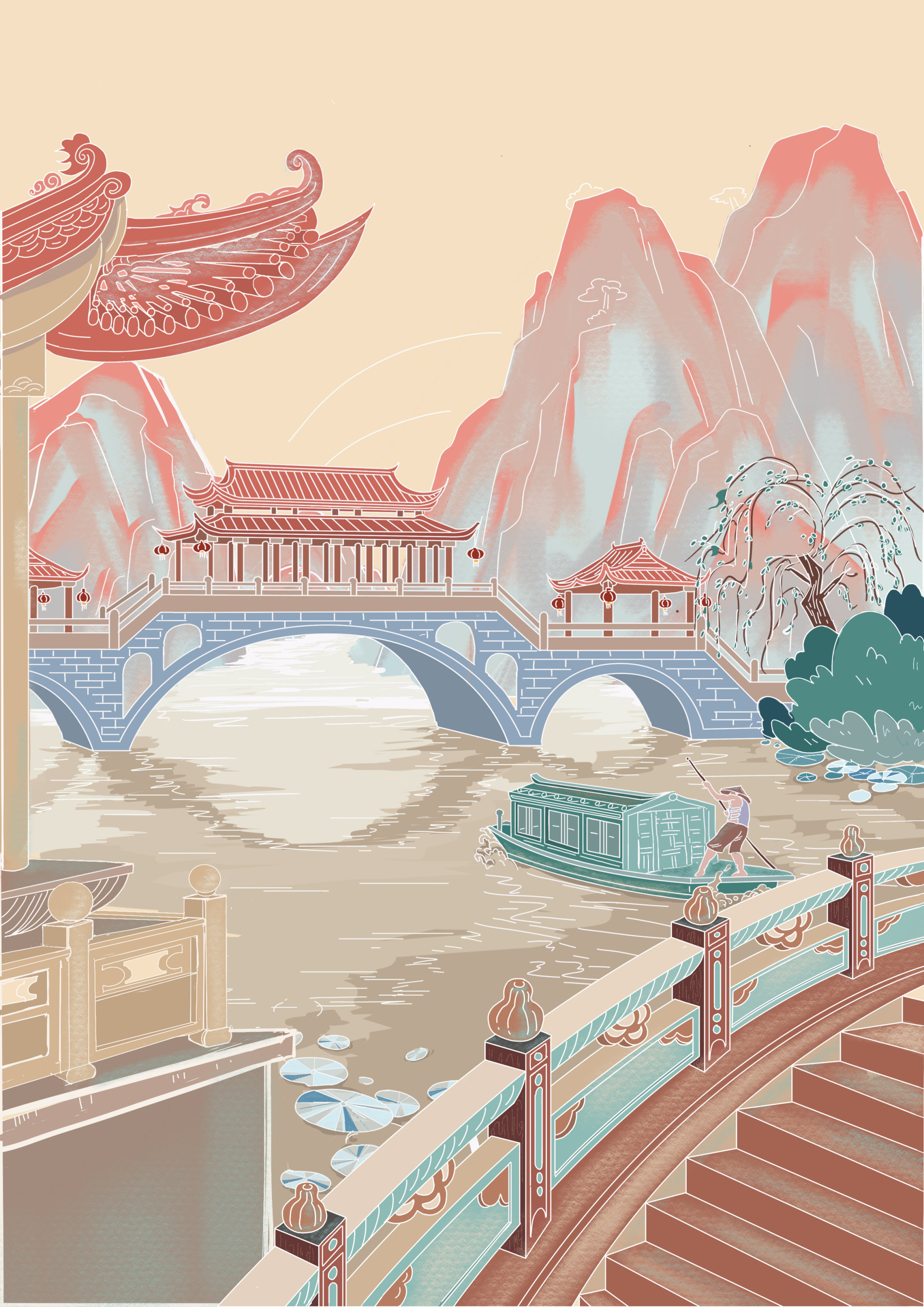 河桥古镇动漫图片