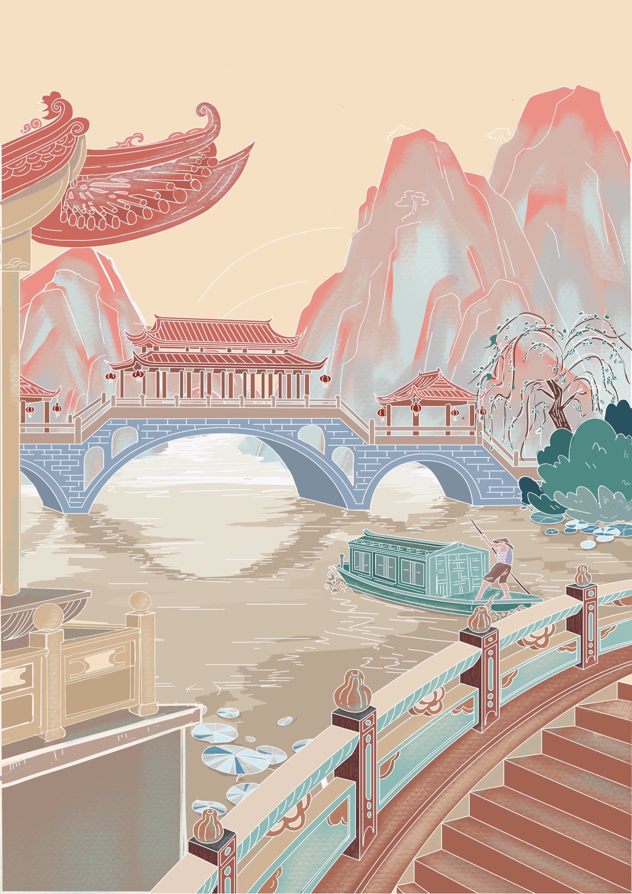 葛沽古镇插画系列设计