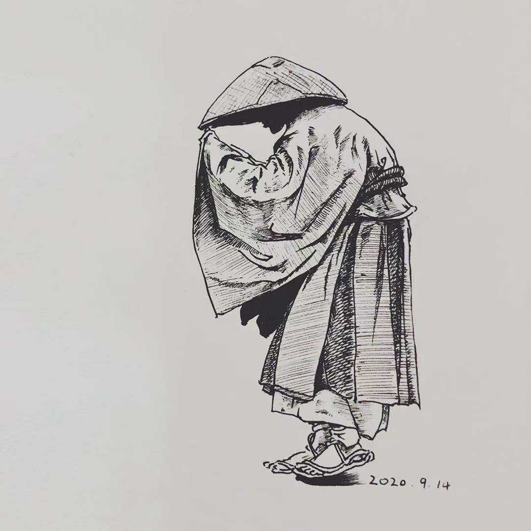 手绘人物-僧人