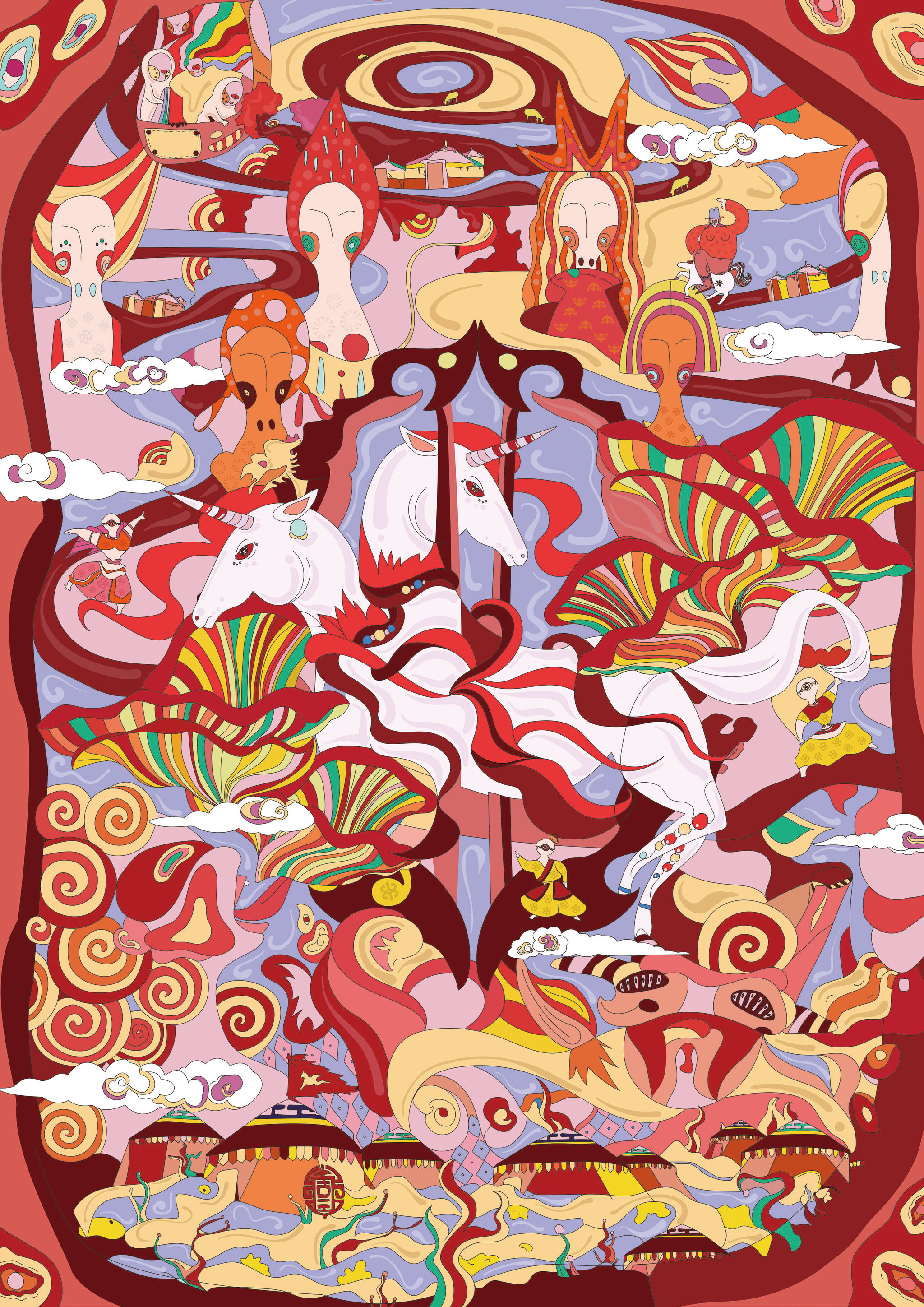 澜梦—蒙古族风干牛肉历史传说插画