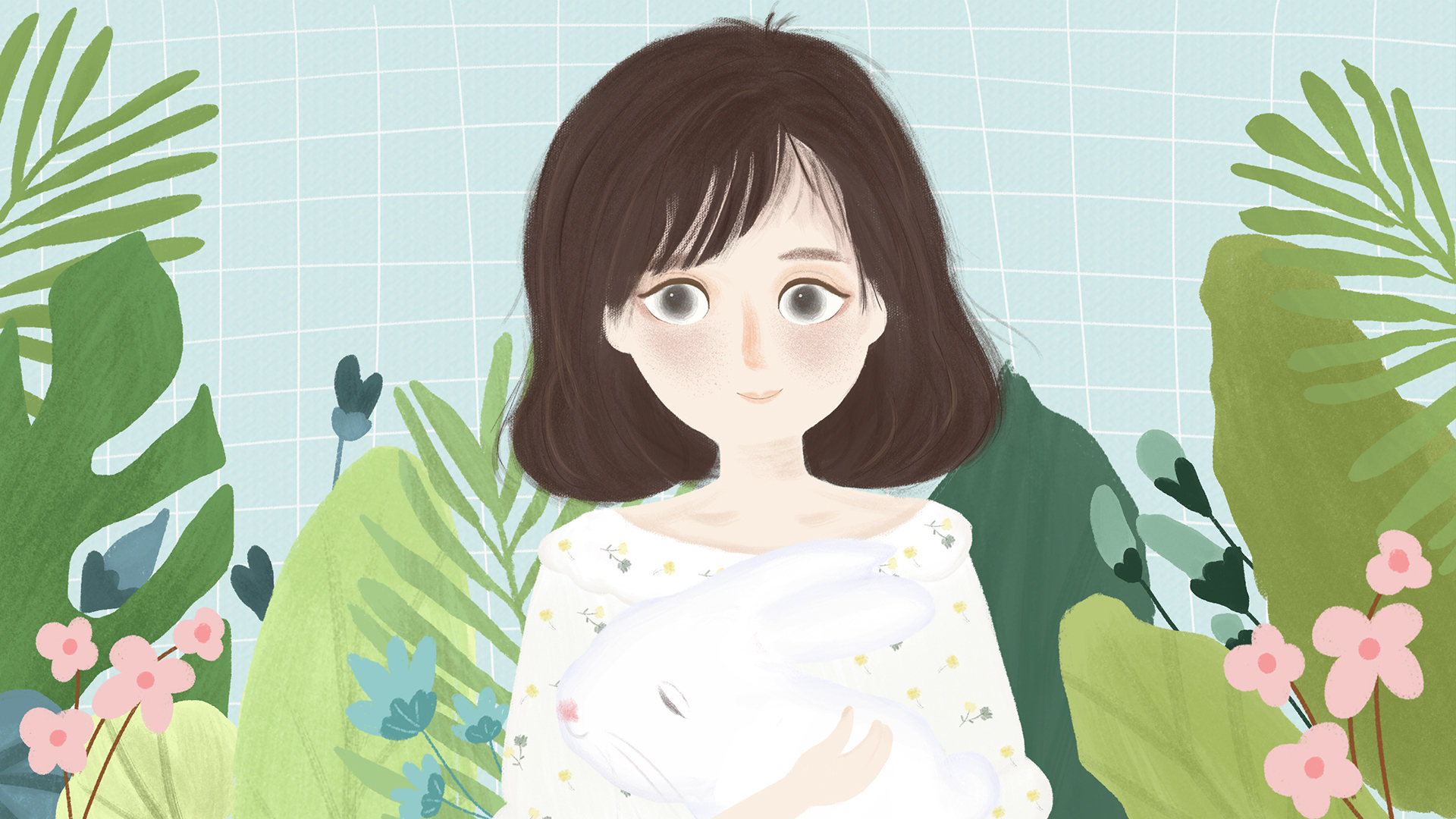 少女系列手绘插画