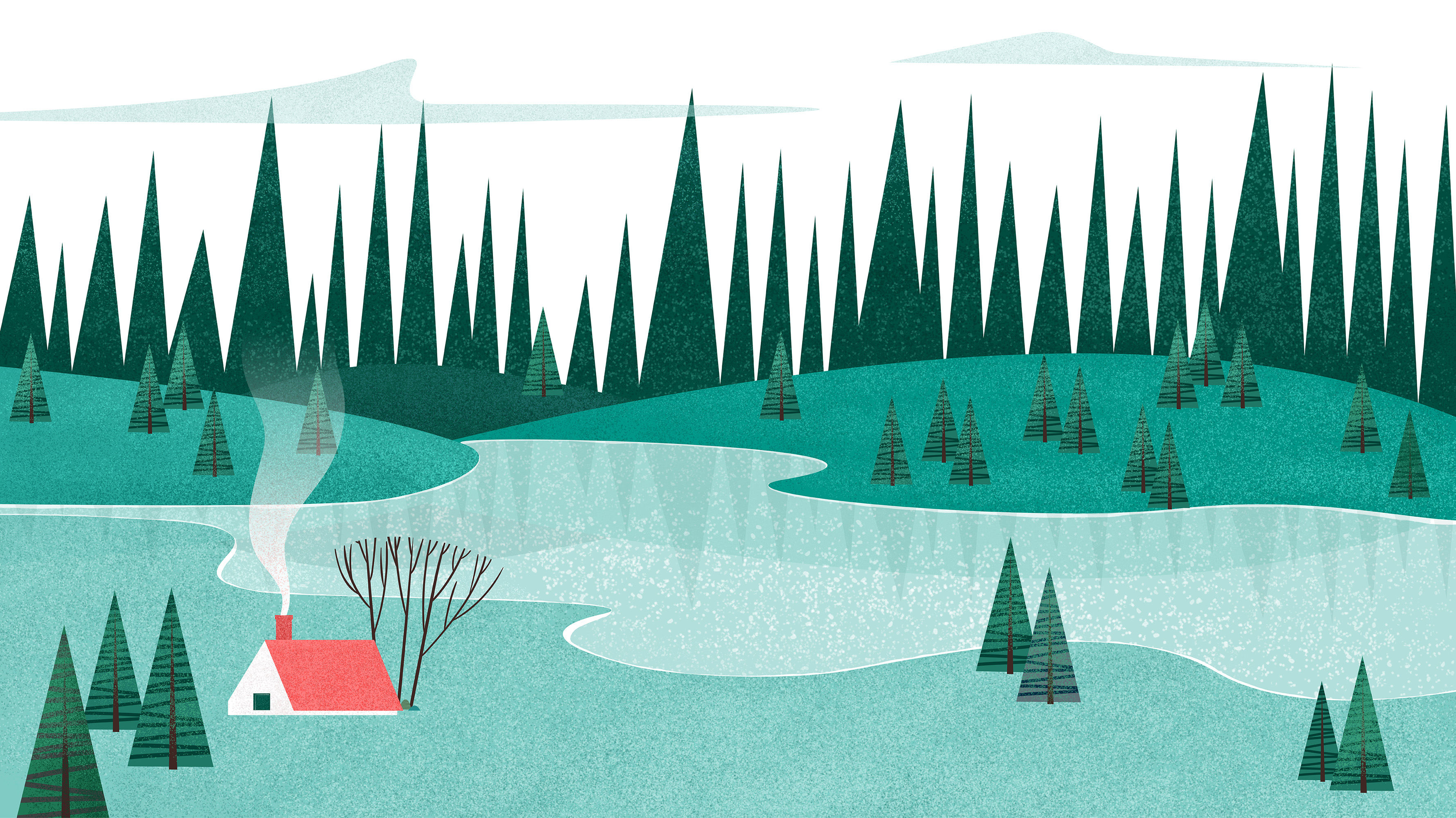 扁平化纹理风景插画