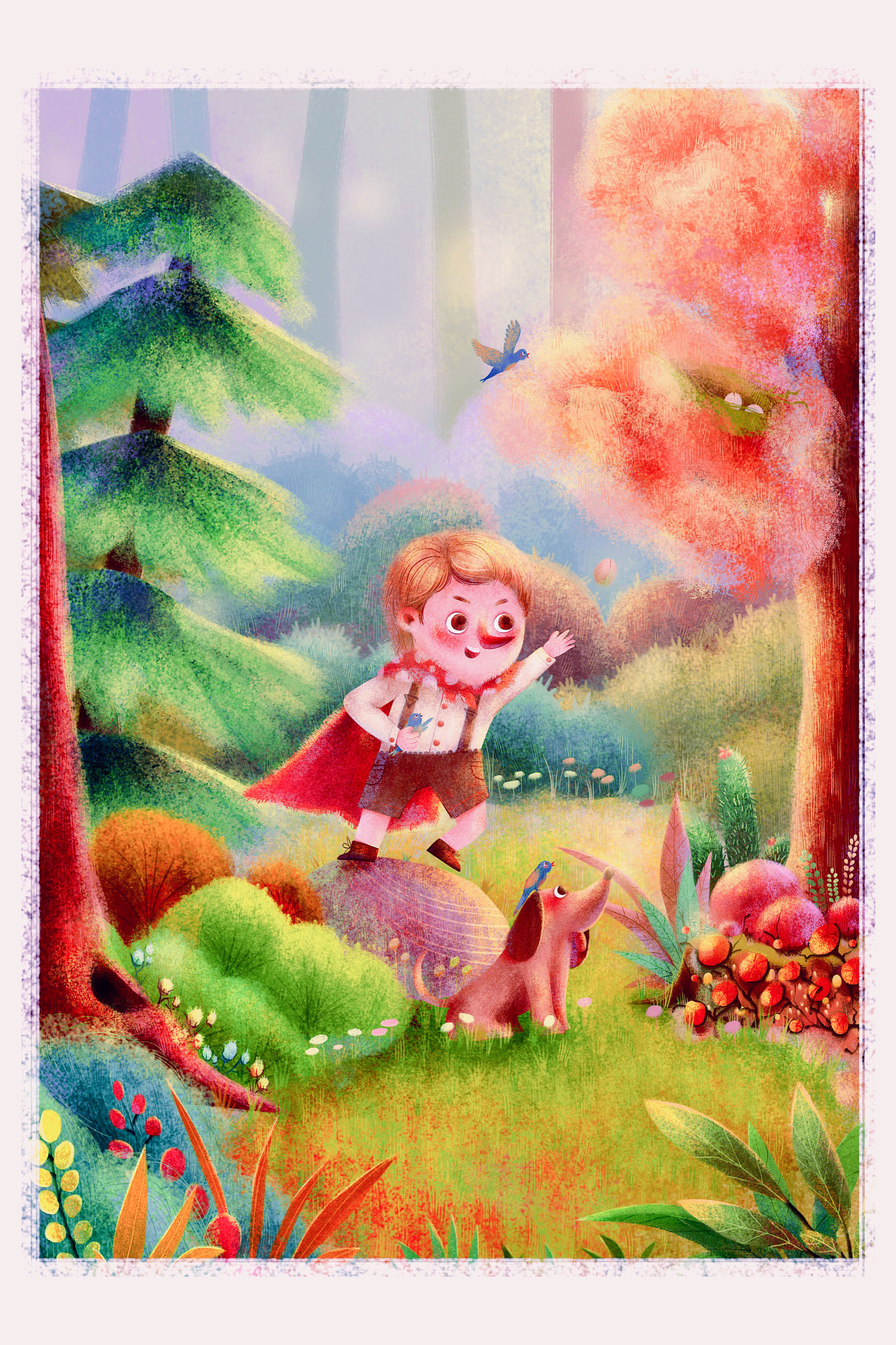 儿童插画梦幻森林场景